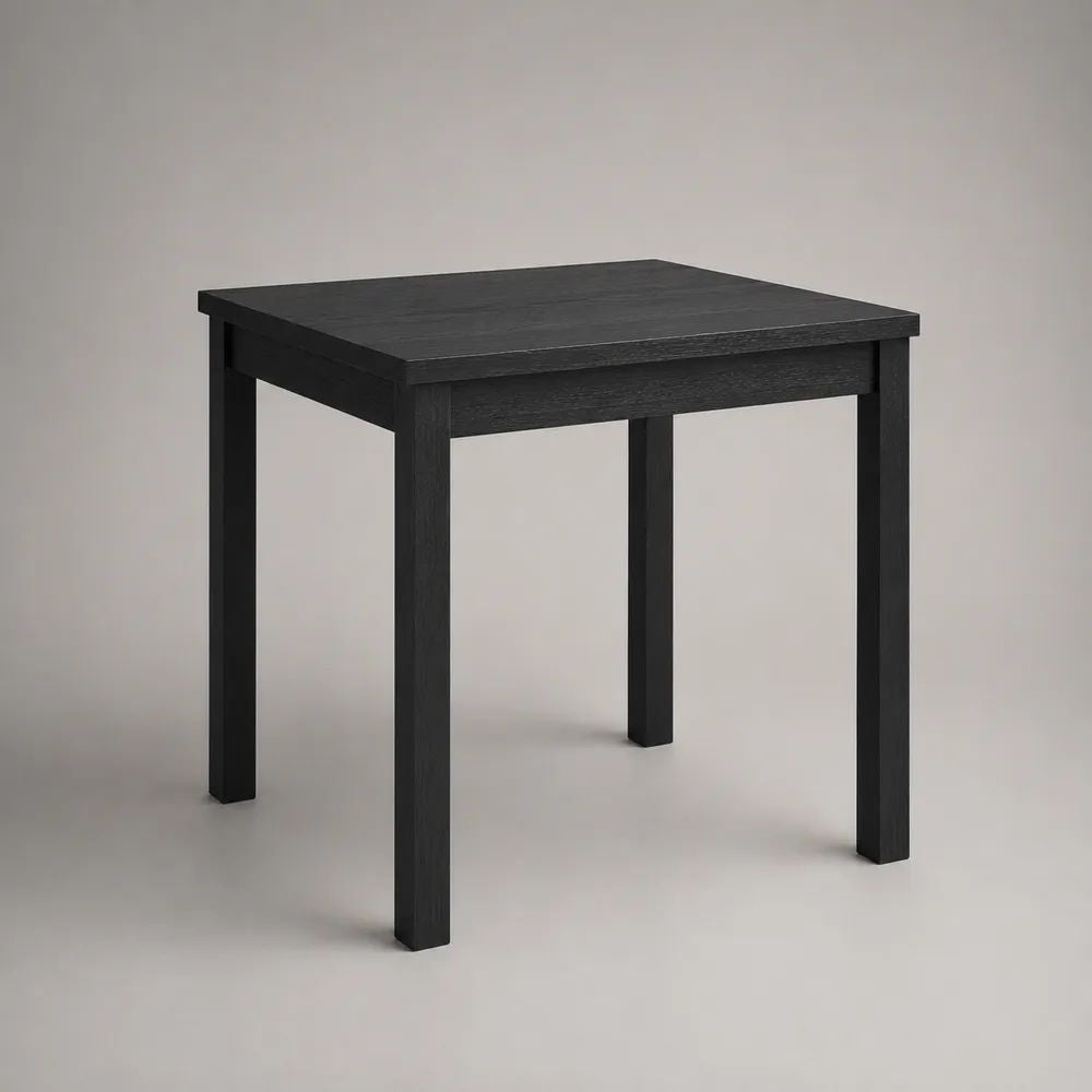 Quadratischer Esstisch aus MDF und Kiefernholz, Schwarz, 80 × 80 × 75 cm