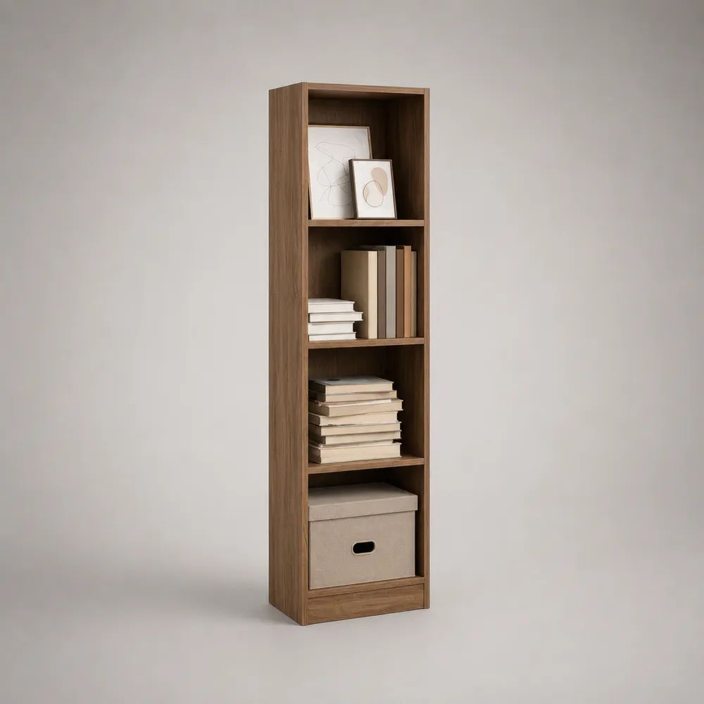Bücherregal Standregal aus Holz mit 4 offenen Fächern, Walnussbraun, 180 × 40 × 30 cm