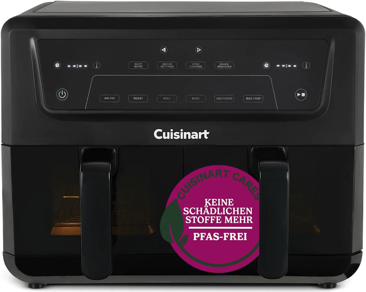 Heißluftfritteuse Cuisinart XXL Zweizonen, 2 kammern, 2 x 5.2L, 8+ portionen, PFAS Frei, Chemiekalien frei, Braten, Grillen, Backen