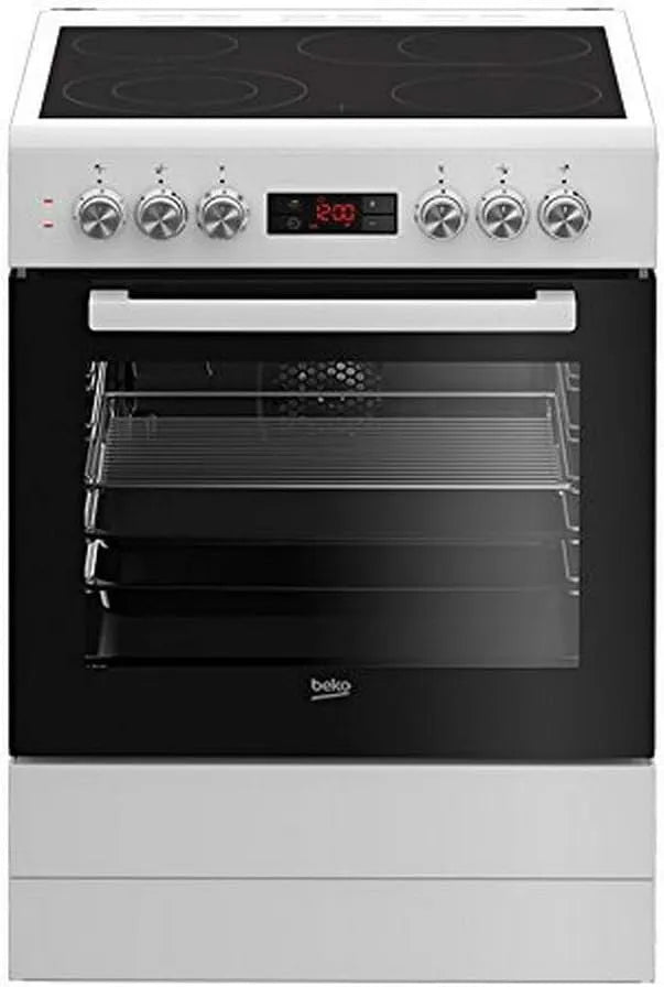 Beko Kochfeld FSM67320GWS, 8 Heizarten, 4 Kochzonen, Glaskeramik, Energieeffizienzklasse A, Weiß, Fassungsvermögen 72l Nutzvolumen, 5 Einschubebenen