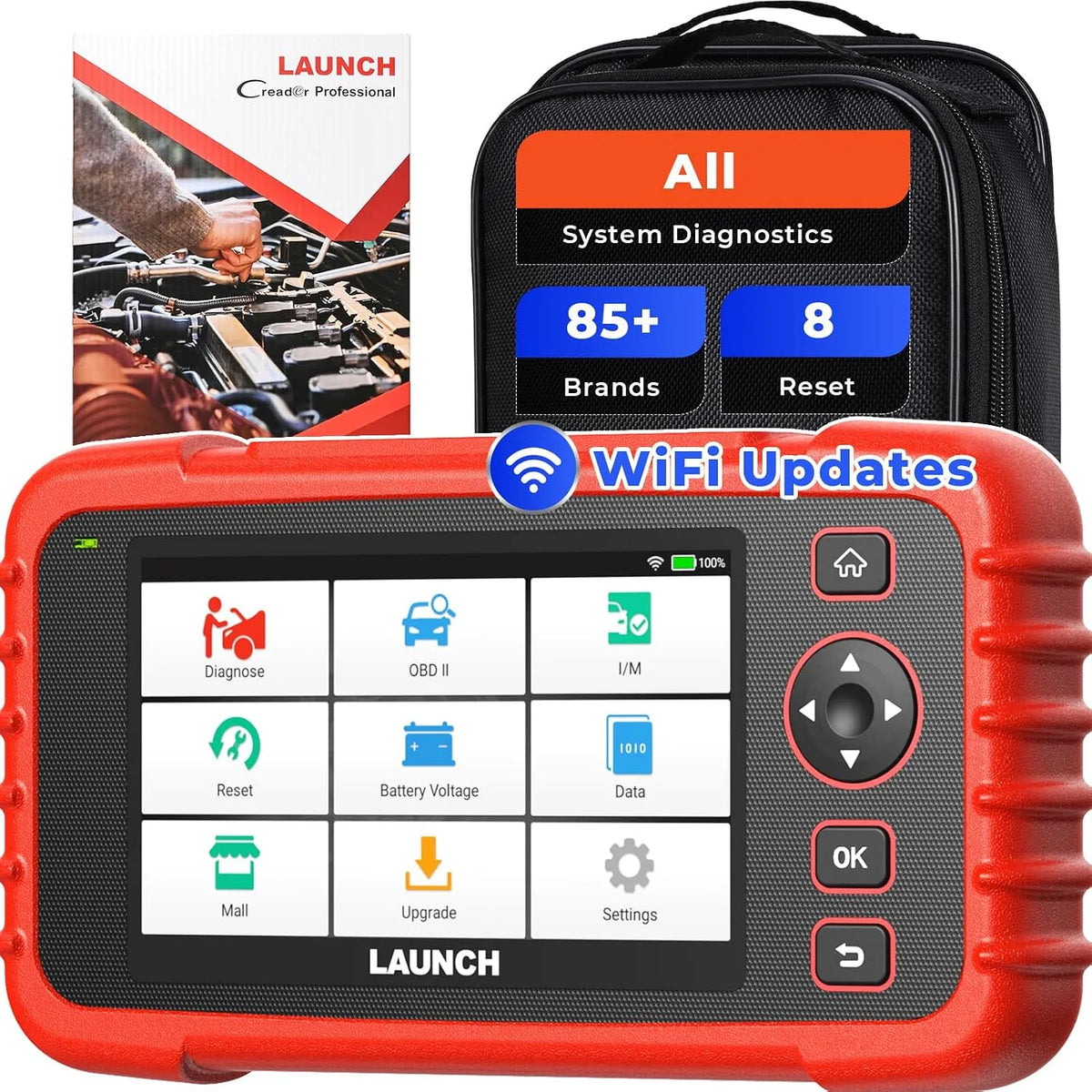 Plus Diagnosegerät Modell CRP129X OBD2 LAUNCH, 8 Dienste, Diagnosescanner mit Allen System, Drossel, Bremse, TPMS-zurücksetzen, Öl, SAS, BMS