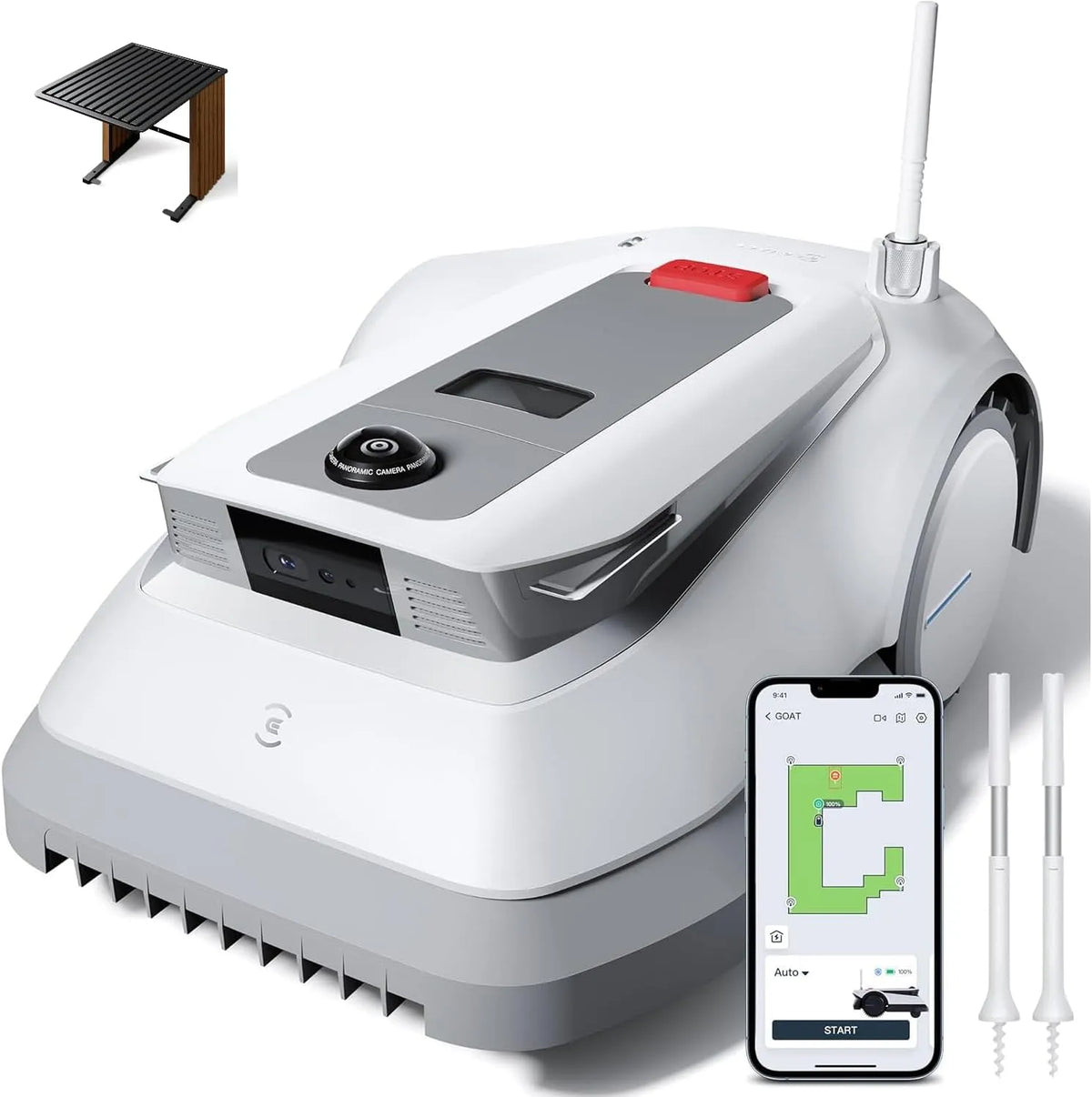 Ecovacs Modell, Mähroboter 800㎡ ohne Begrenzungskabel G1-800, Ultra-Weitband+Vision+GPS-Positionierung, Goat, with Garage