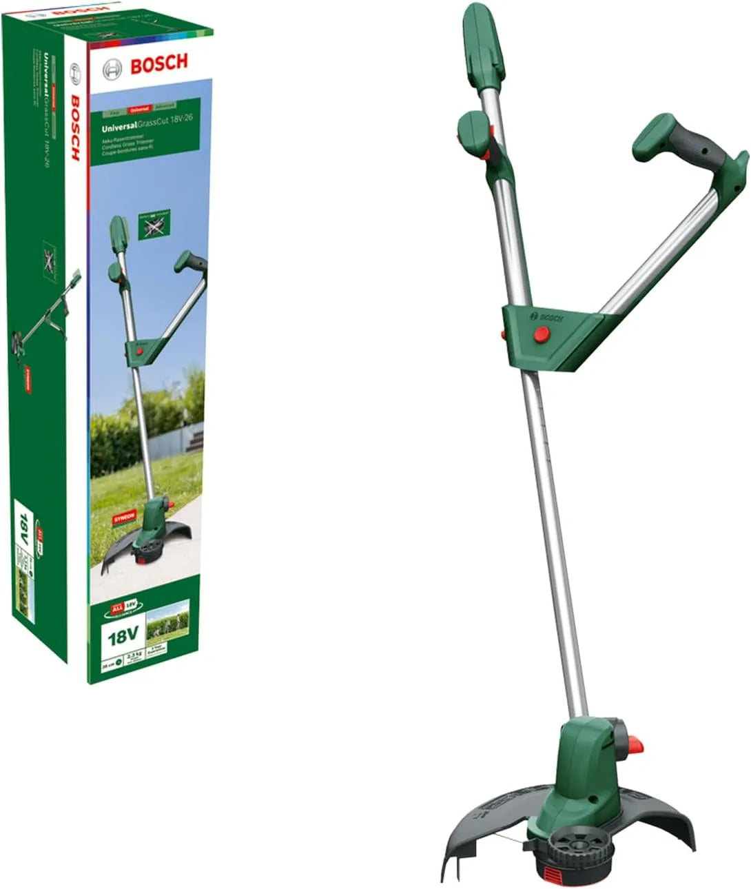 Bosch Rasentrimmer 18V-26, Akku UniversalGrassCut, ohne Akku, Schnittkreisdurchmesser: 26 cm, Spannung 18 Volt System, im Karton