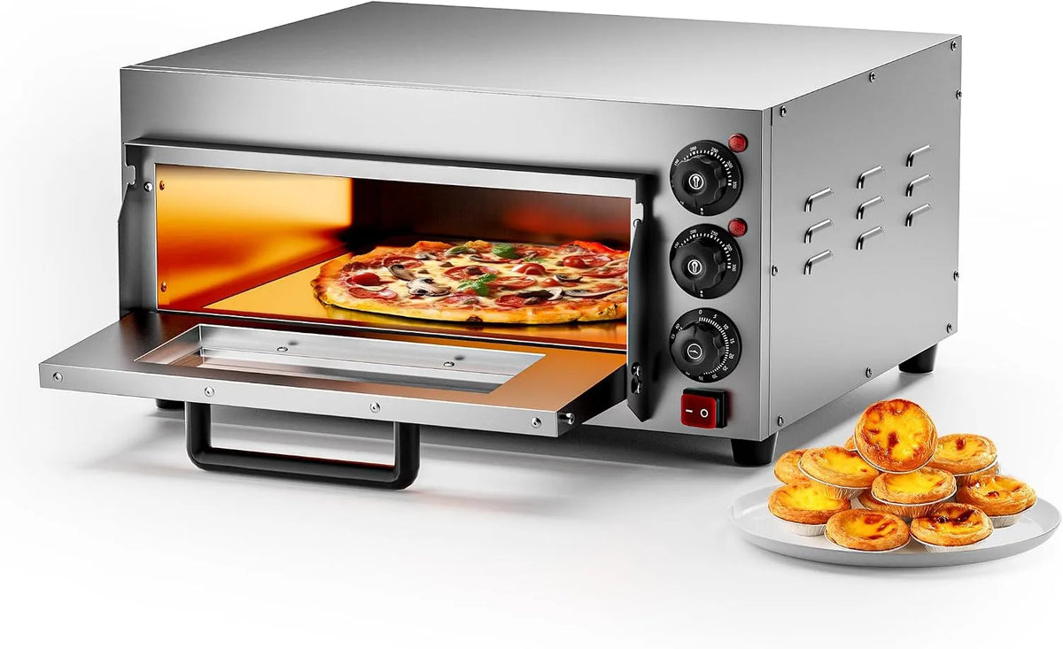 Backofen Pizza, Leistung 2000W mit Cordierit Stein für wie aus dem Steinofen Pizzaofen Gastro