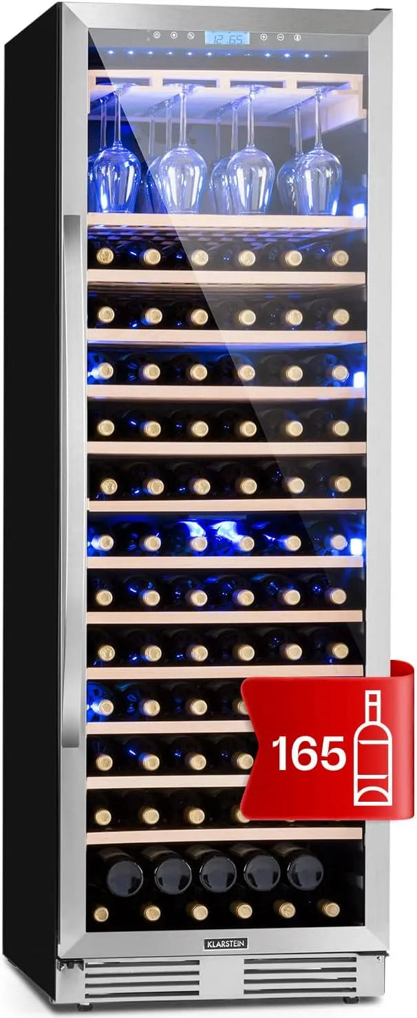 Klarstein Kühlschrank, Wine Fridge 165 Flaschen, 1 Zonen Getränkekühlschrank Klein, Kleiner Weinschrank 433L, Wein Klein mit Glastür, Indoor