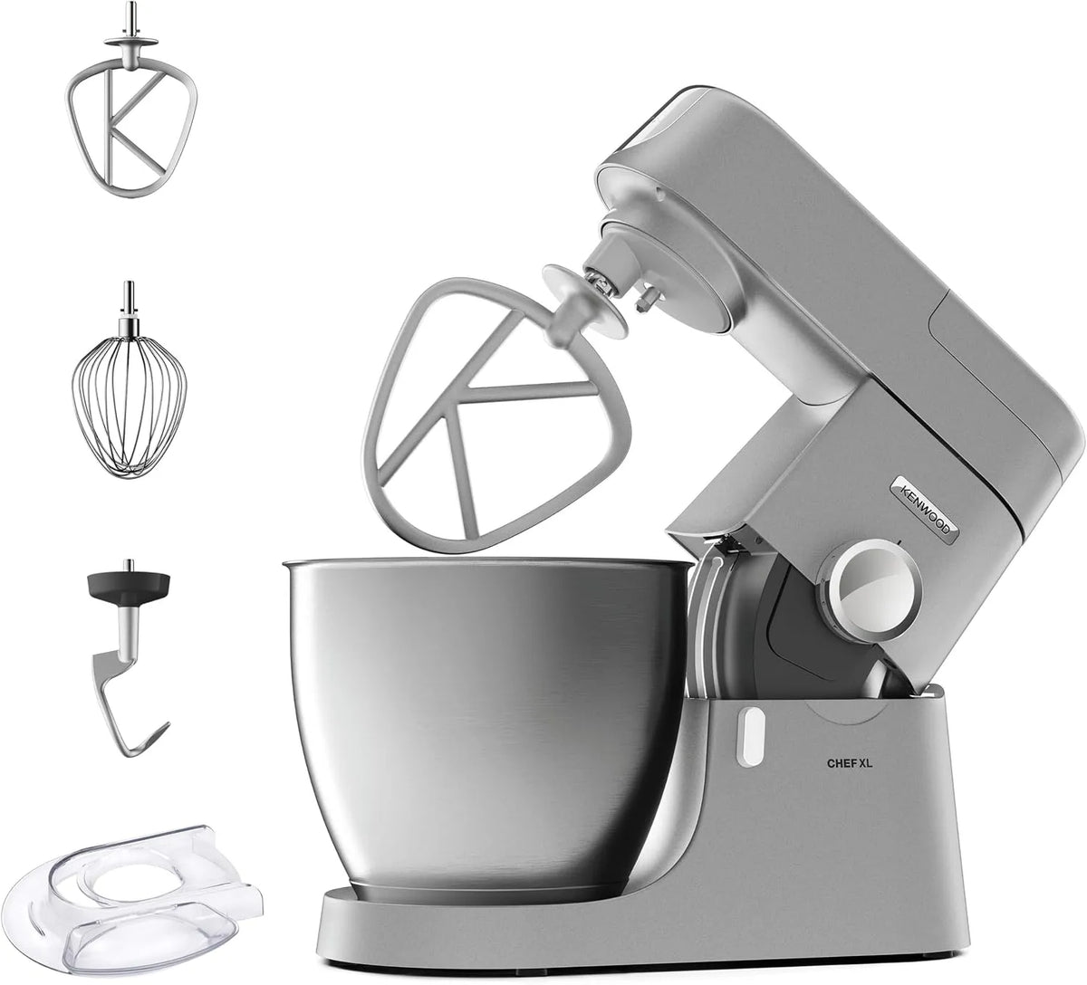 Kenwood Küchenmaschine KVL4100S, mit großer 6,7 l Edelstahl-Rührschüssel, Leistung 1200 W, inklusive. 3-teiligem Patisserie-Set, Chef XL, silber