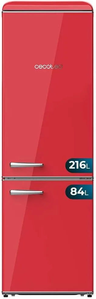 Cecotec Kühl-Gefrierkombination, Energieklasse E, Crisper Box, verchromter Griff und Glasregale.