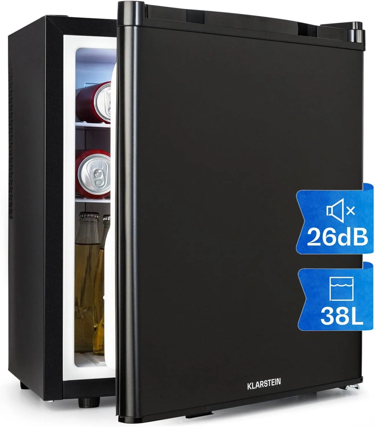 Klarstein Kühlschrank, Kleiner Skincar 6-18°C, Fassungsvermögen 38L, Mini für Zimmer, Snacks & Kosmetik, Kleine Minibar, Klein & Leise