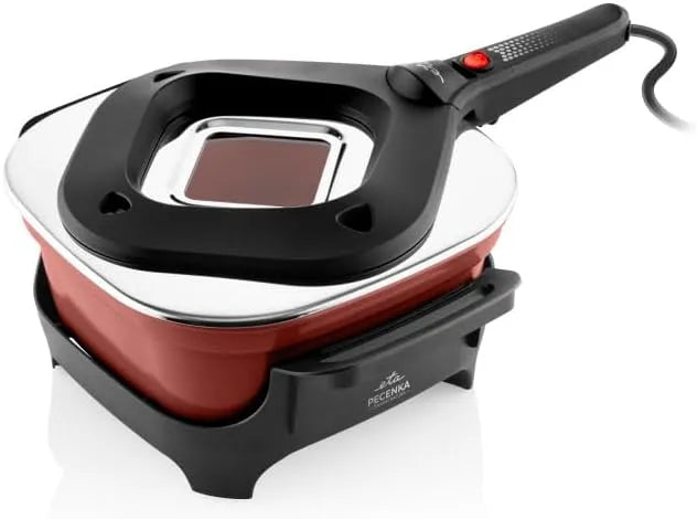 ETA Pecenka, mit Keramikbeschichtung I Energiesparender Multikocher I Rot, Ceramic Natura Elektrischer Bräter 4,3 l I Elektrischer Back- und Brattopf