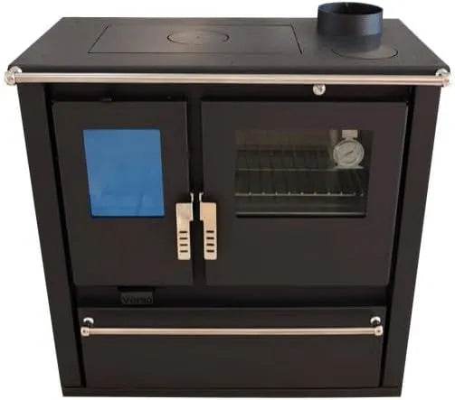 Holzofen EEK A+, Großem Backfach und Robustem Edelstahldesign, Kochherd Verso Cs Plus Inox mit 7.7 kW Leistung