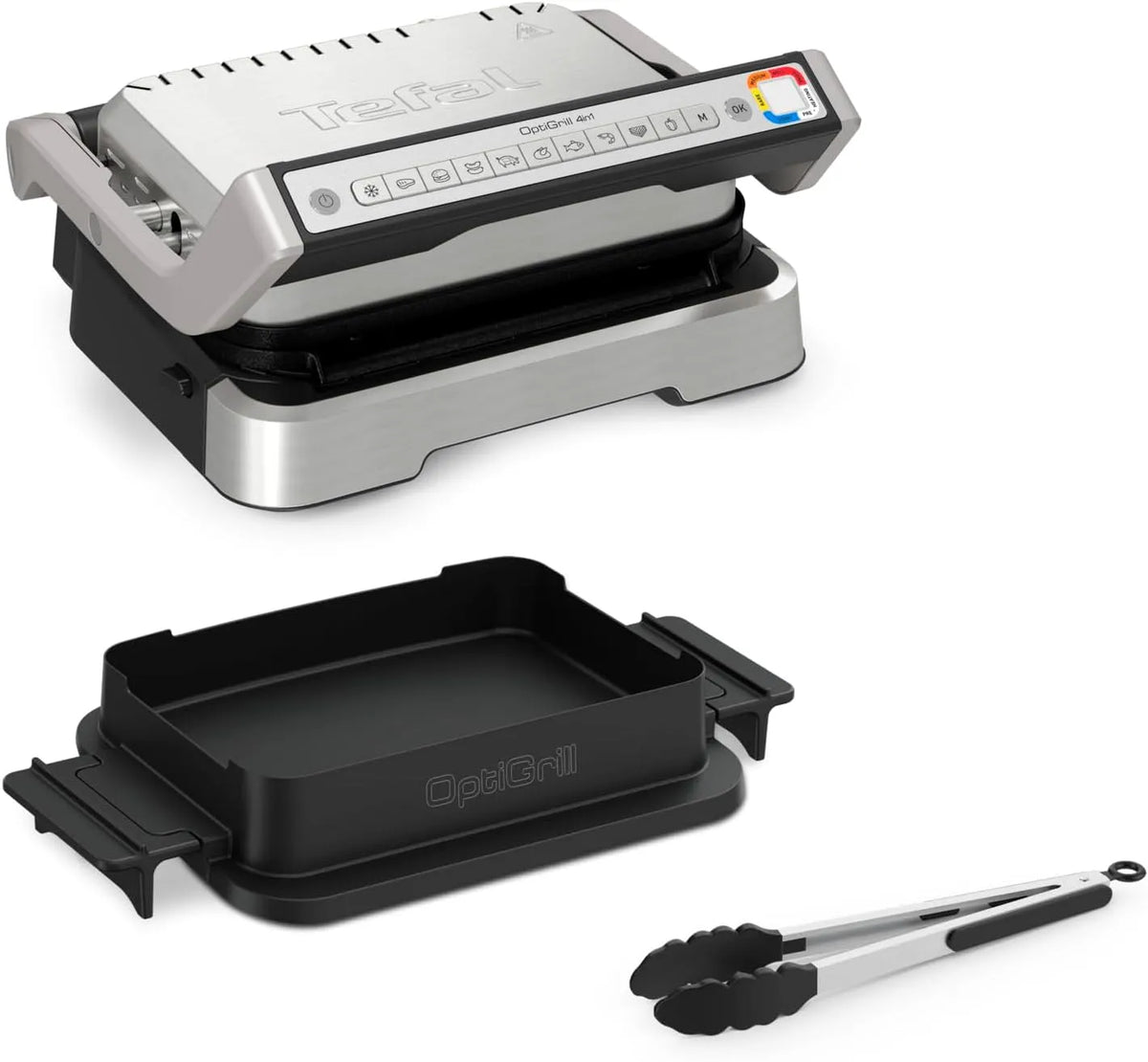 Tefal Backofen 4in1 GC776D10, OptiGrill Kontaktgrill mit Backschale, Tischgrill, spülmaschinengeeignete Teile, 9 automatische Programme, Aufklappbar