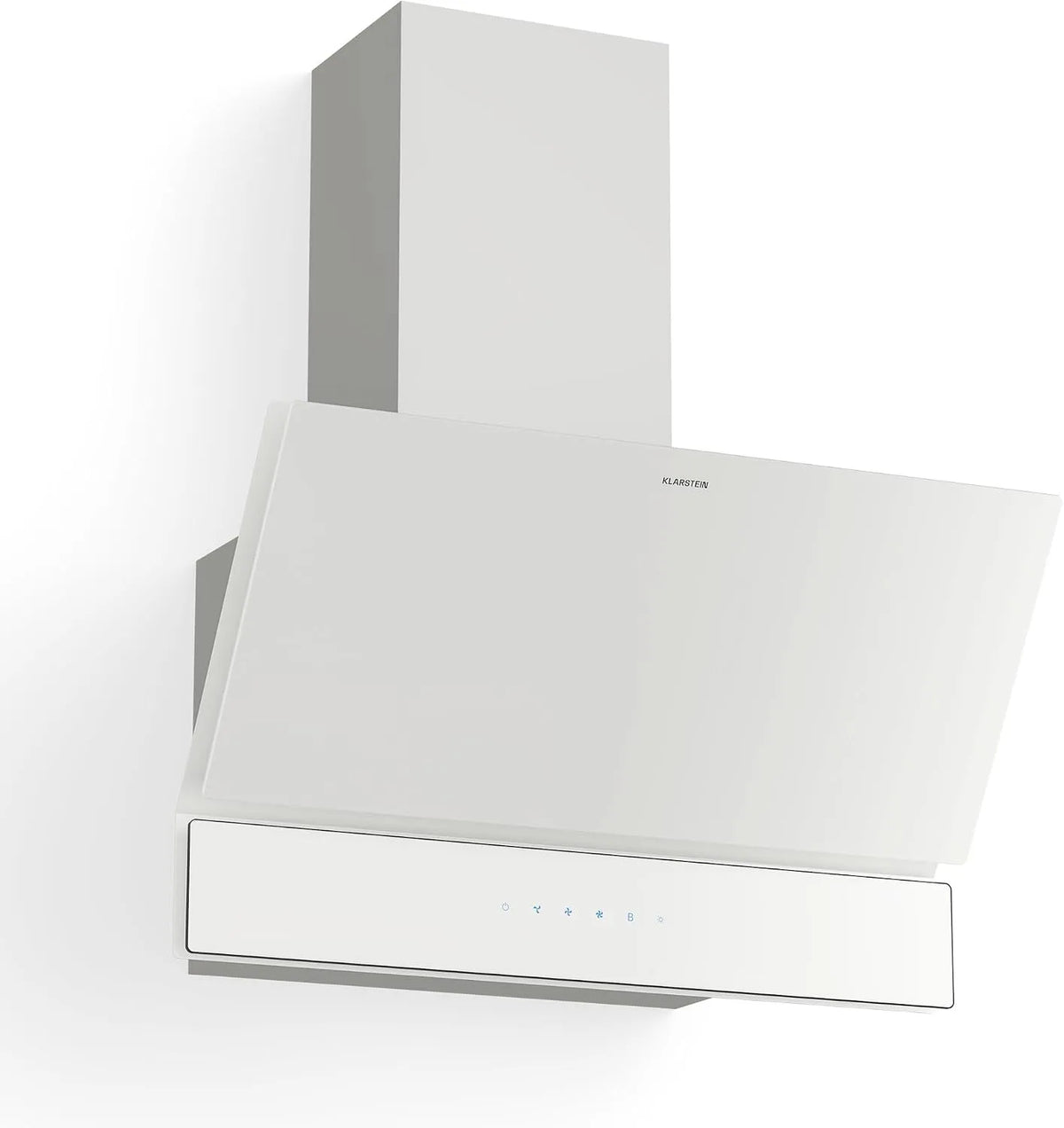 Klarstein Dunstabzugshaube, 820 m³/h Boost, A++ Energieeffizienz, LED, Aluminium- & Aktivkohlefilter, Weiß, Velaire 60 cm, Kopffreihaube, leise