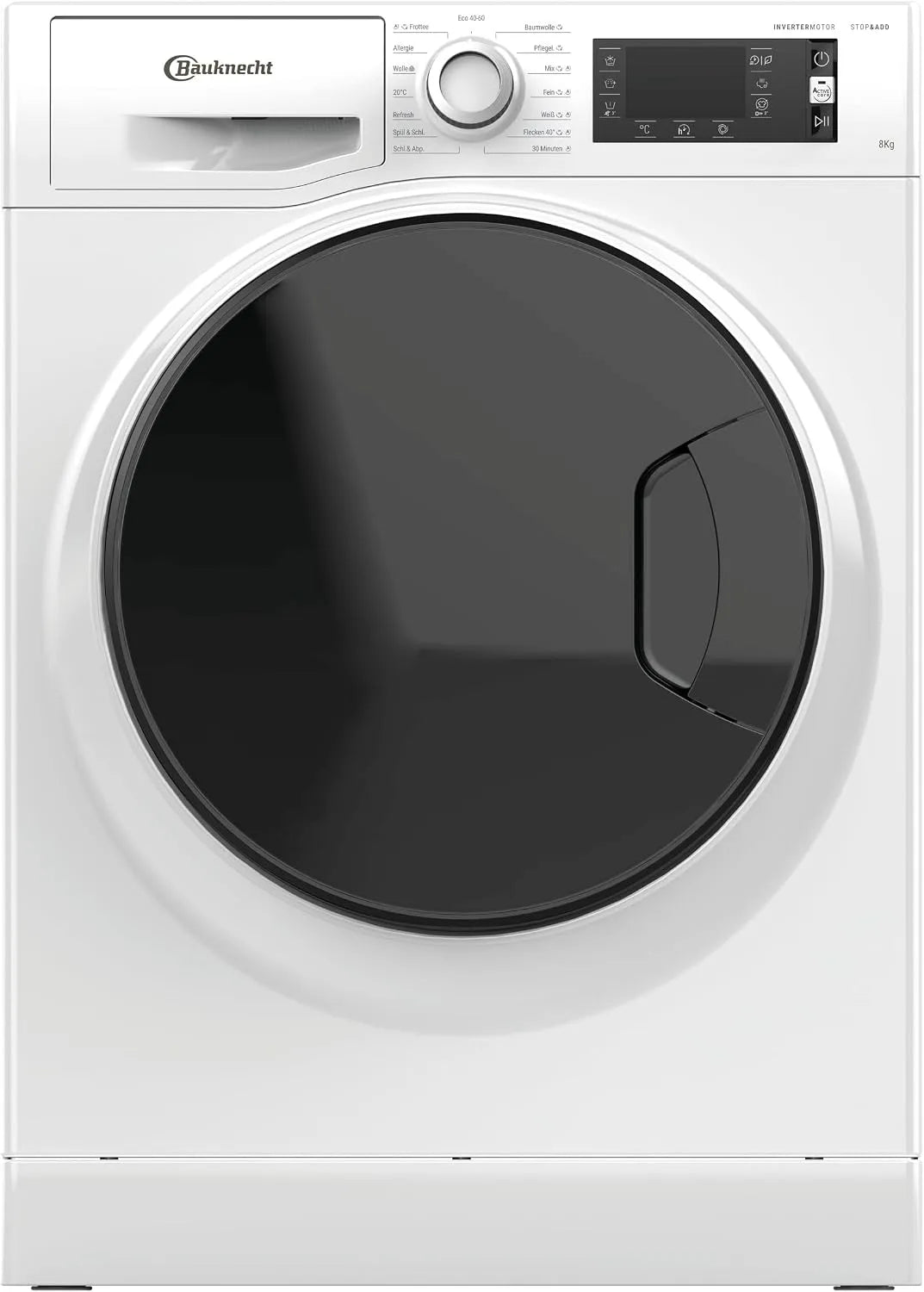 Bauknecht Waschmaschine 8AA, Gewicht 8kg, Stop&Add Funktion, Active Care Color+, Steam Hygiene Option, Weiß, WM Elite Frontbeladung, Dampf Programme