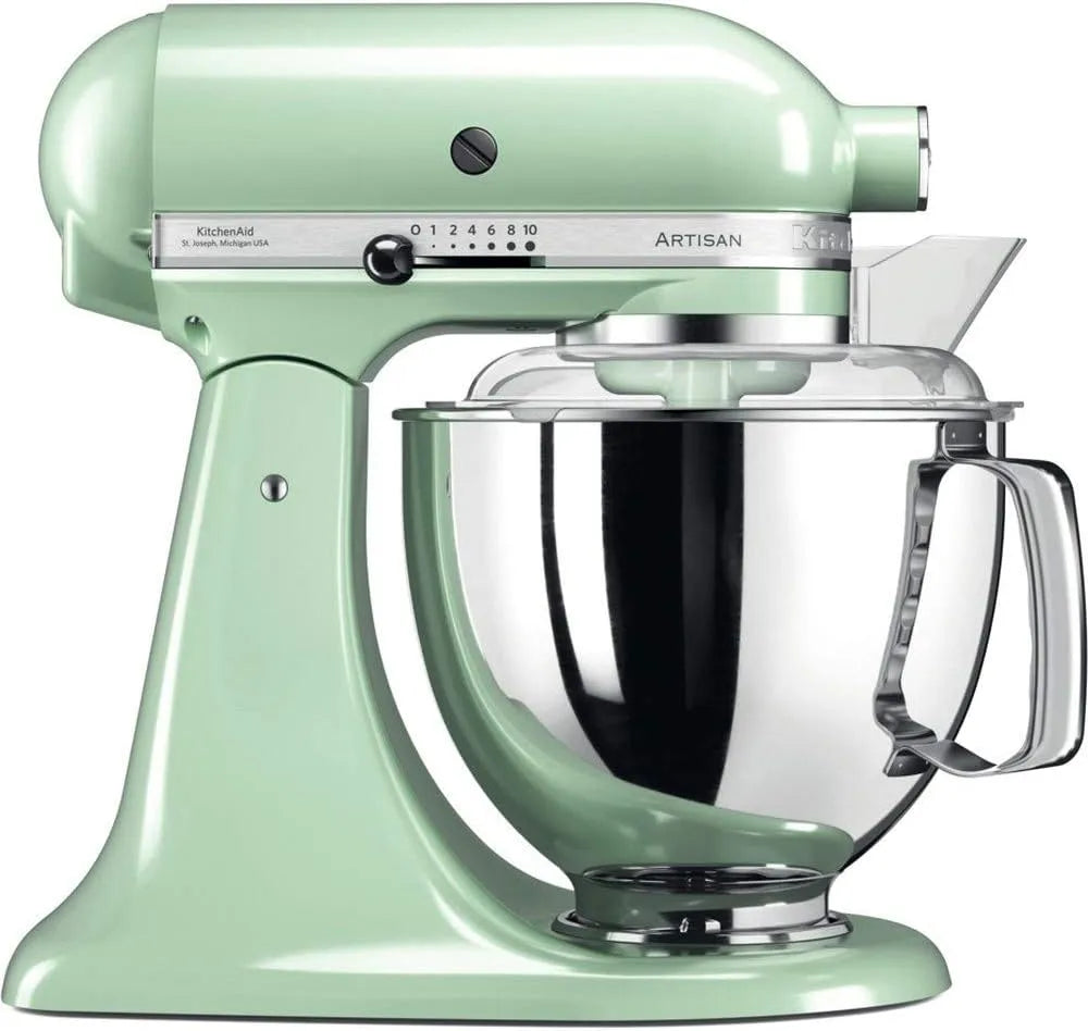 KitchenAid Küchenmaschine, Teigknetmaschine mit 5 Zubehör, Artisan, Pistazie, Fassungsvermögen 4.8 L, 2 Schüsseln aus Edelstahl
