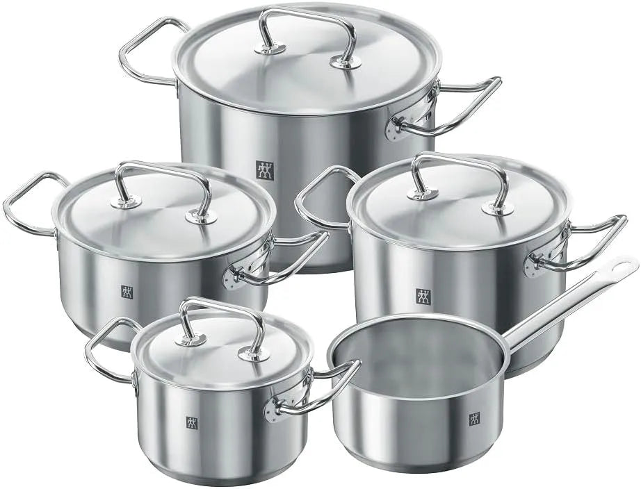 Kochtopf ZWILLING Twin Classic, mit Deckel, Unbeschichtet, Silber, Set 5-teilig, Induktionsgeeignet, Edelstahl
