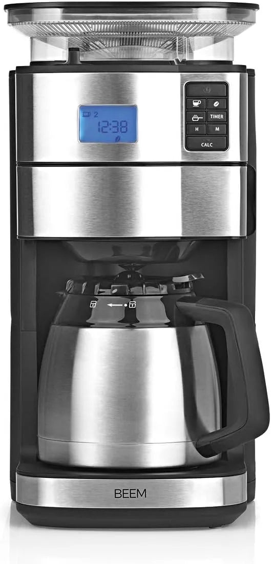 Kaffeemaschine 24h-Timer, 180 g Bohnenbehälter, Thermo, Thermokanne, Leistung 1000 W, BEEM FRESH-AROMA-PERFECT II Filterkaffeemaschine mit Mahlwerk