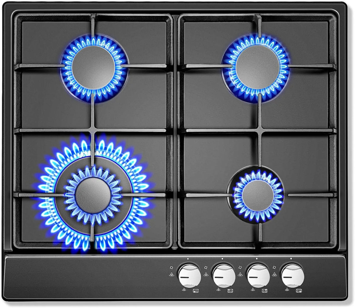 Kochfeld 220-240V, Leistung 8060W, Automatischer Flammenschutz, Einbau oder in freistehender Ausführung, SNDOAS Gaskochfeld 4 Flammig