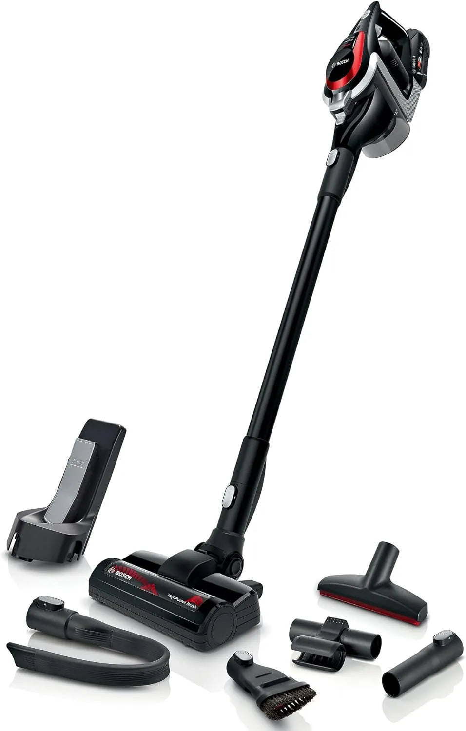 Bosch Akku-Staubsauger BSS81POW1, Hygiene-Filter, hohe Saugleistung, XXL-Polsterdüse, in Schwarz, beutellos, Lange Laufzeit, Fugendüse