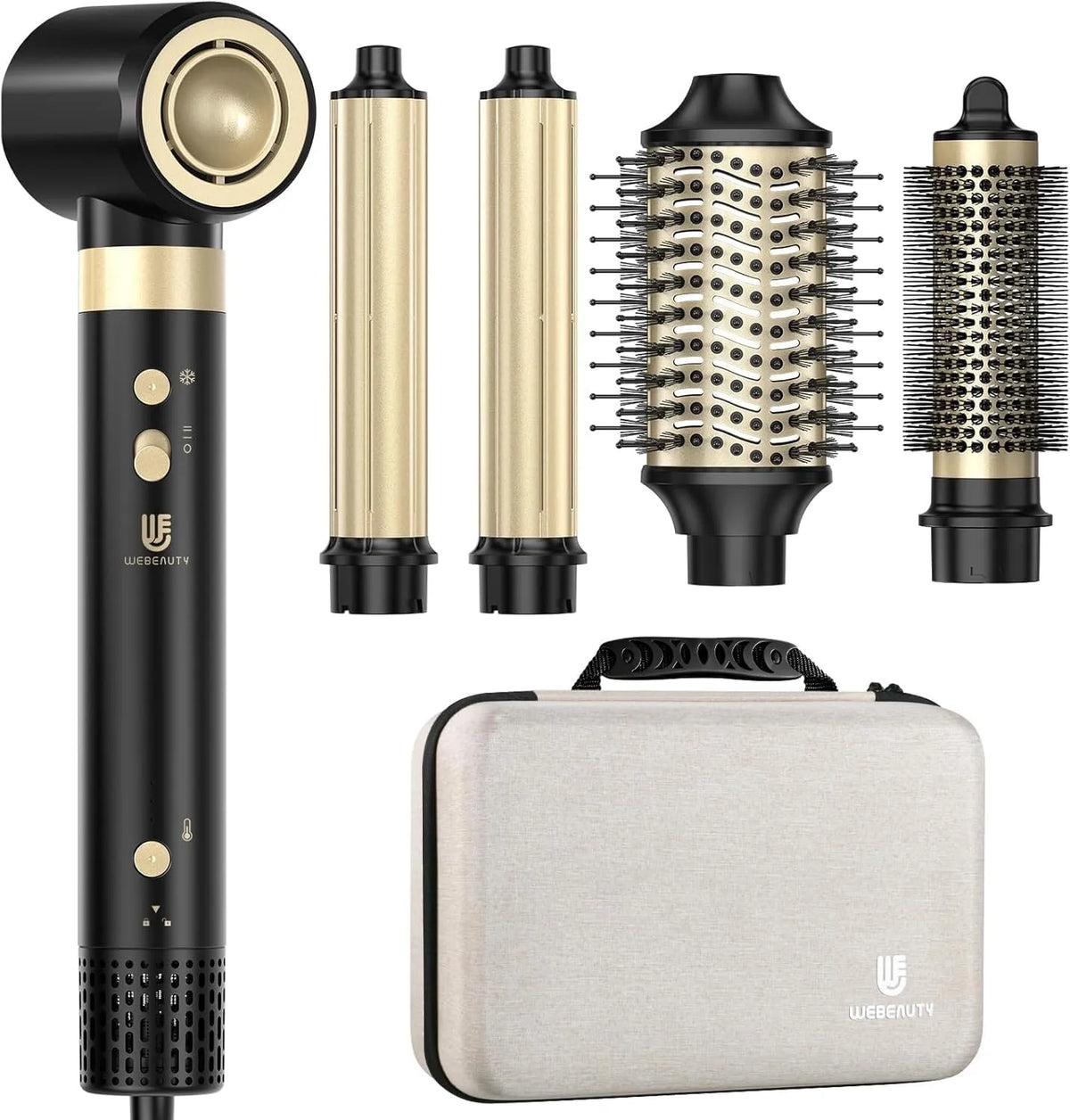 Modell 000U 000U 6in1 000U/Min 30M/S webeauty, Air Lockenstäbe, Airstyler,110,000U, Dual Voltage, Rundbürsteföhn, in Schwarz