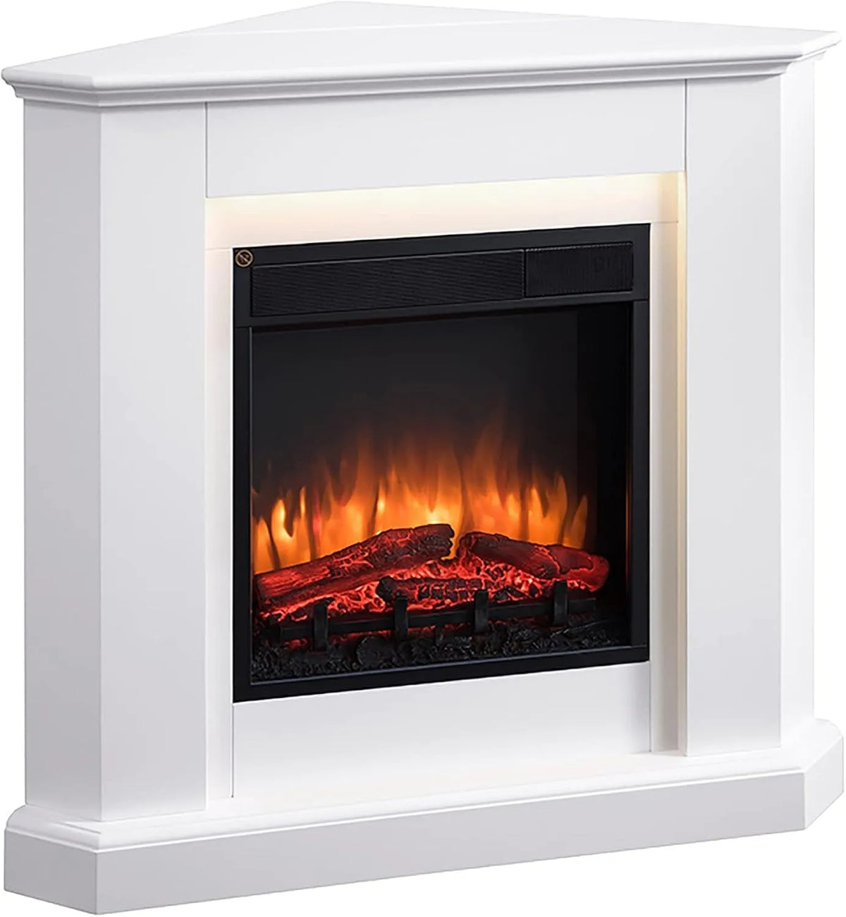 Elektrokamin 3D-Flammeneffekt, Elektro Heizung 2000W, BALDERIA Candela, Elektrischer Eckkamin mit, LED-Beleuchtung, Fernbedienung, Timer & Thermostat