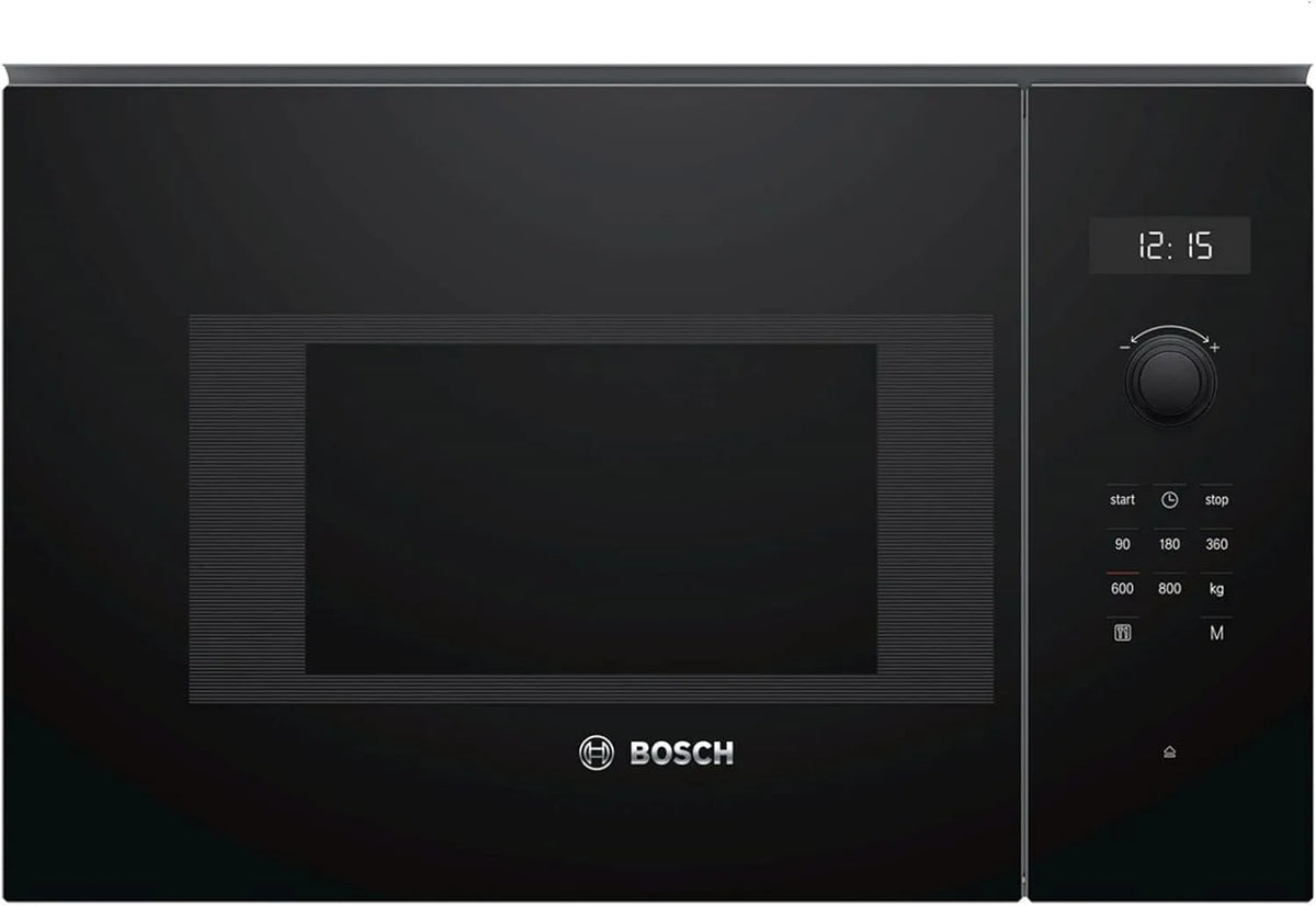 Bosch Mikrowelle BFL524MB0, Maße 38 x 60 cm, Drehteller 25,5cm, Türanschlag Links, LED-Touchdisplay, Serie 6 Einbau, Leistung 800 W, in Schwarz