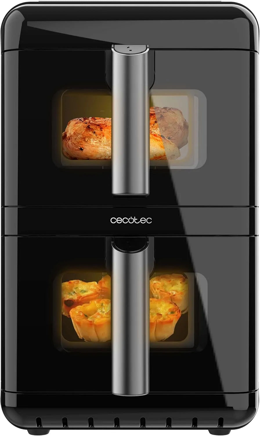 Cecotec Luftfritteuse ohne Öl 12000, Air Fryer 12 l Cecofry DuoLevel Window. 2900 W, 2 Behälter mit 6 l, 10 Menüs, Temperatur 40, 200 °C, Sync