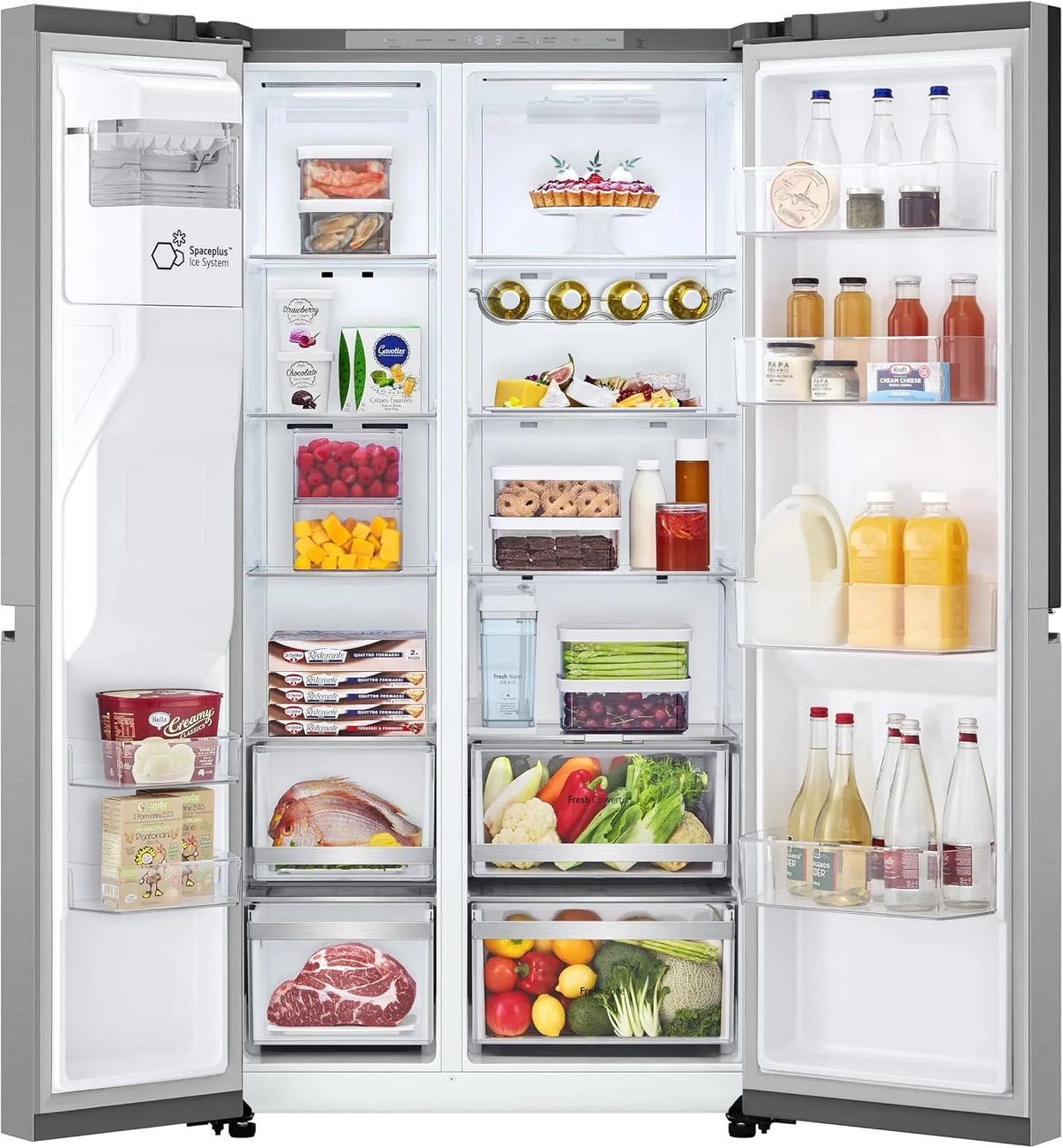 LG Kühlschrank GSJE81PYBD, Side-by-Side, Energieklasse D, Crushed Ice- & Wasserspender, LINEARCooling, Total NoFrost, Wi-Fi, Fassungsvermögen 628 L