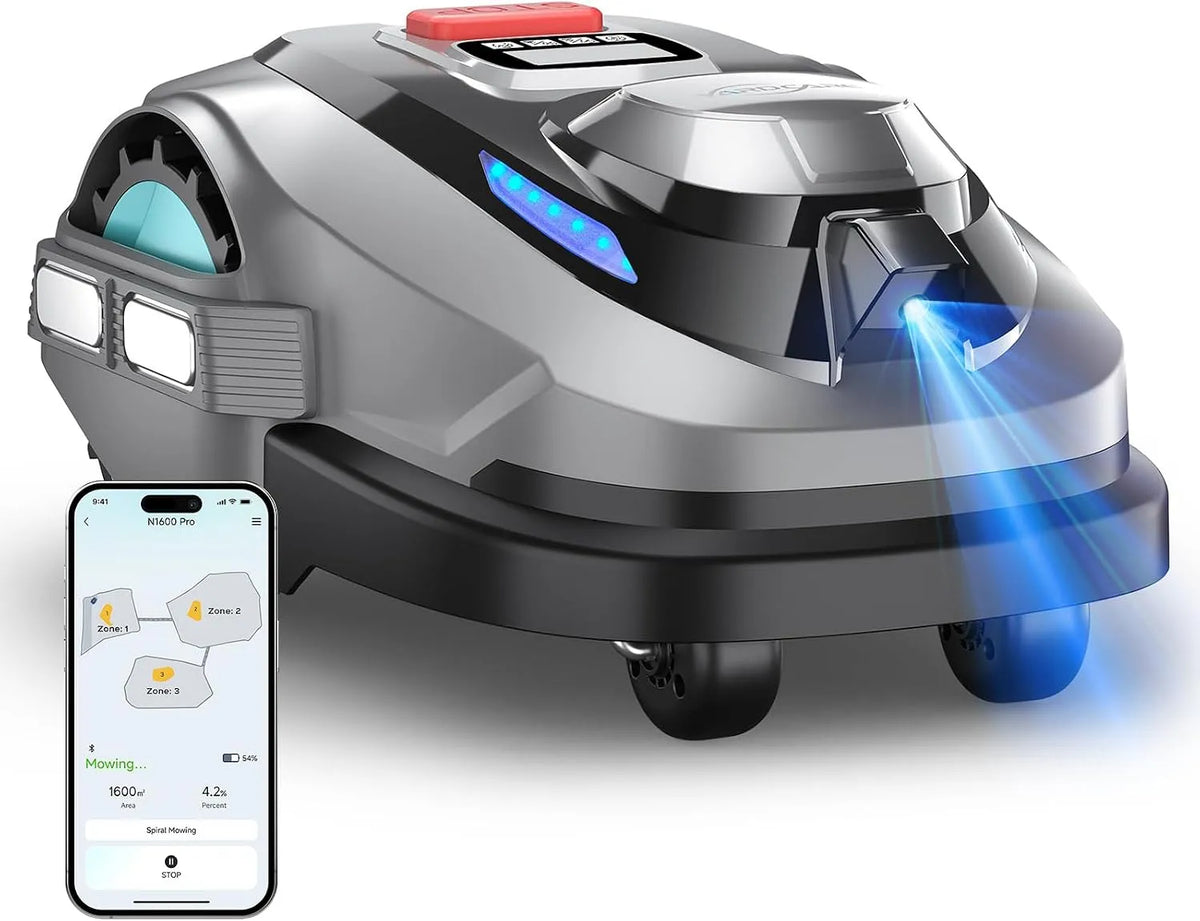 Rasenmäher N1600PRO Max.1600, 1600 m, Mähroboter ohne Begrenzungskabel, m², RTK+Vision Roboter, Multizonen-Management, U-förmiges Mähmuster