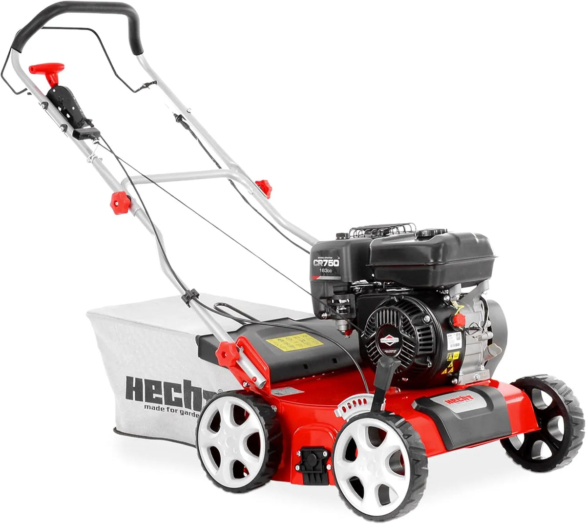 HECHT 2-IN-1 Benzin Vertikutierer, Leistung 4,2 kW, 40 cm Arbeitsbreite, Fassungsvermögen 45 l Fangkorb, 5,7 PS, Lüfter für optimale Rasenpflege