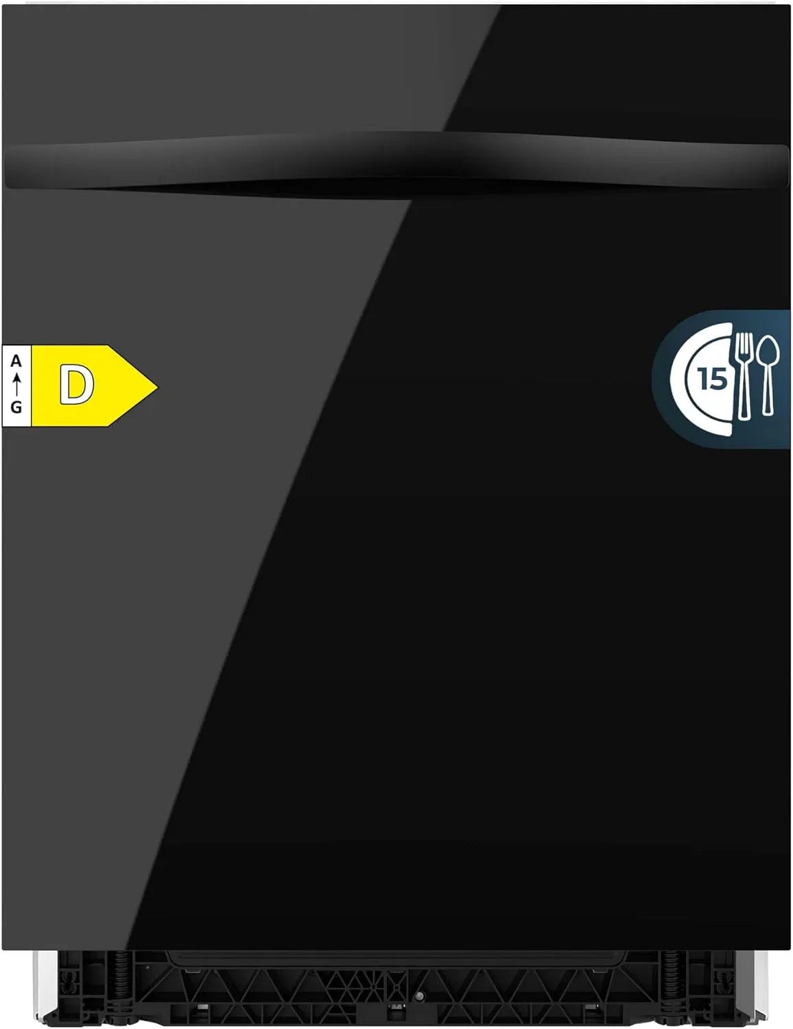 Cecotec Geschirrspüler 6320, Einbaugeschirrspüler 60 cm Bolero Aguazero Full-BI Black Glass D, Leistung 1900W, 15 Gedecke, 8 Betriebsprogramme