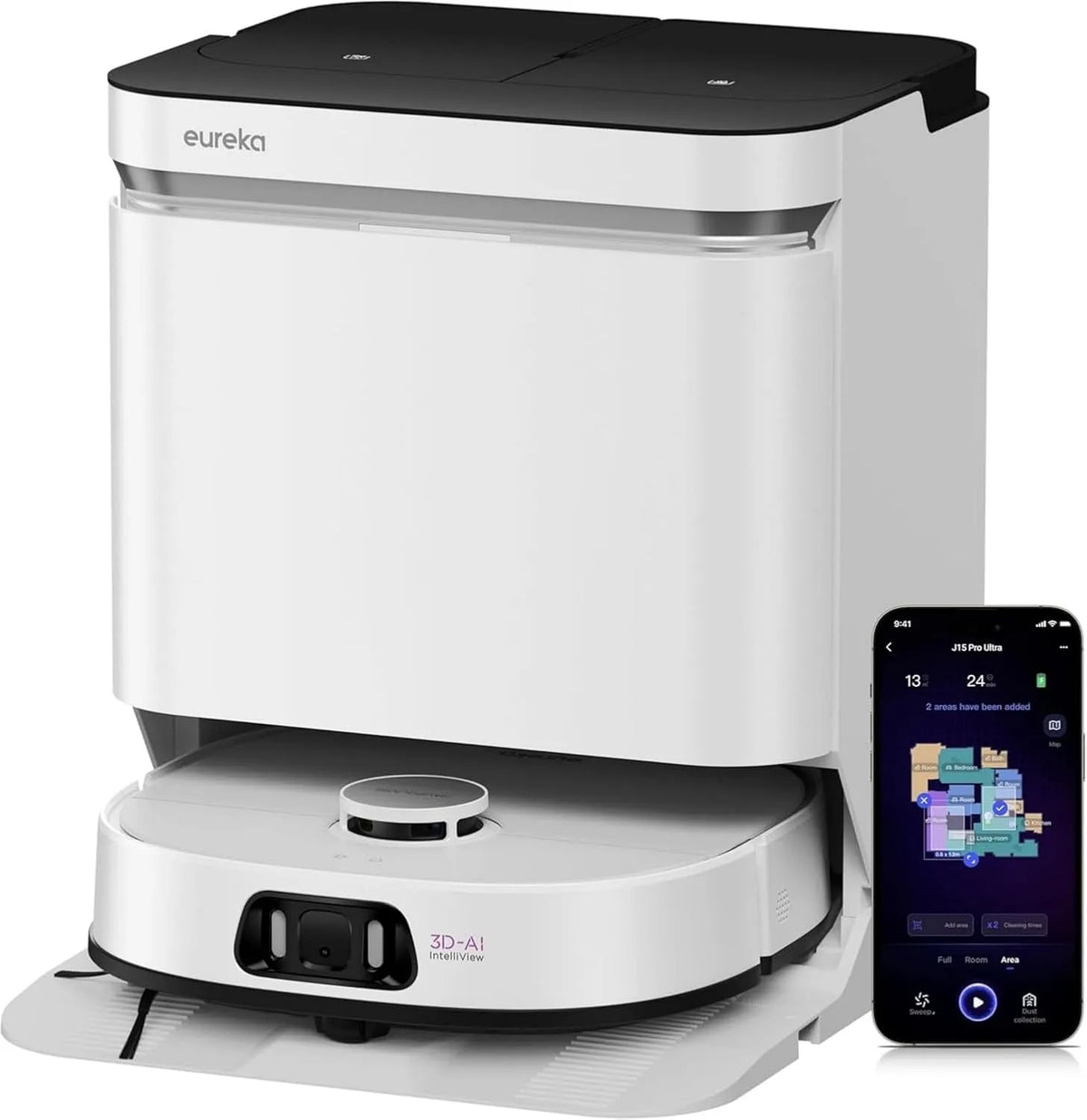 Modell Pro Ultra Saug- & Wischroboter + All-in-One-Station J15 Eureka, 16200Pa, Selbstreinigung, LDS Navigation, Hinderniserkennung