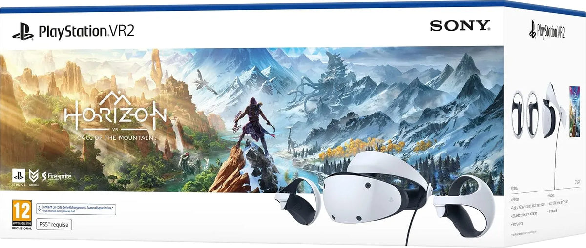 Sony PlayStationVR2 PS5, Casque VR + Manette PS VR2 Sense, Casque de Réalité Virtuelle pour, kompatibel, Pack Horizon Call of the Mountain