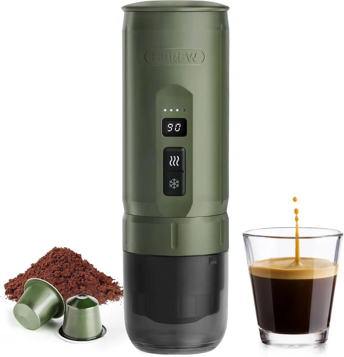 Modell Classic H4C HIBREW, Tragbarer elektrischer Espressokocher, USB-C wiederaufladbar für Kaffeepads & gemahlenen Kaffee