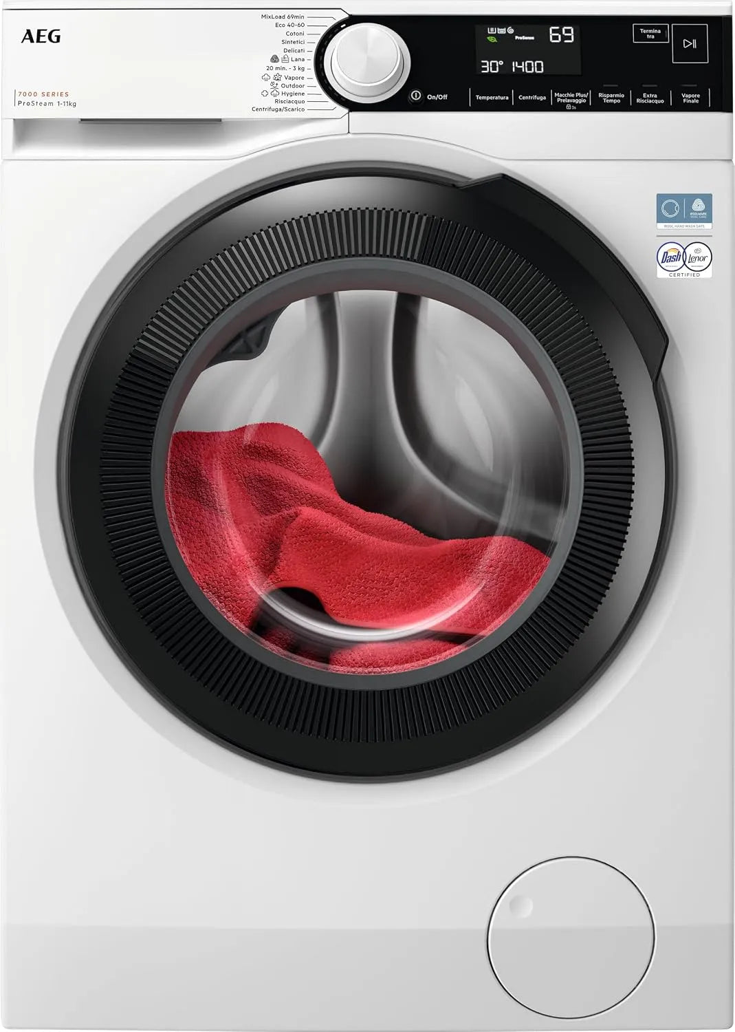 AEG Waschmaschine 7000 LR7FD114B 1351, Gewicht 11 kg, Maße 636 x 847 x 597 mm, Frontbeladung Serie ProSteam, Energieklasse A, Dampf Refresh, min