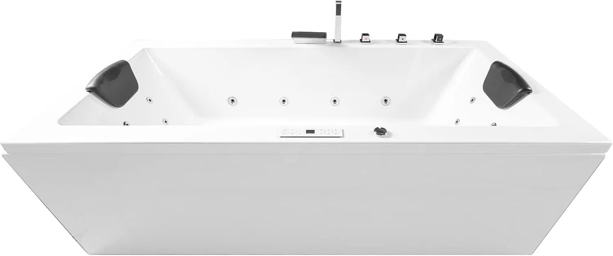 Whirlpool Classic Indoor Badewanne Naxos mit 24 Massagedüsen, Maße 180 x 80 x 62 cm, Wasserfall, LED-Ambiente, Touchpanel, Bluetooth und Radio