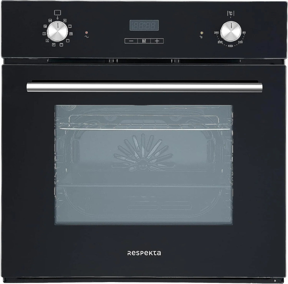Respekta Backofen AB 600, Fassungsvermögen 56 Liter Volumen, Glas Einbaubackofen autark, Steckdosenanschluss, in schwarz, 10 Beheizungsarten, 19