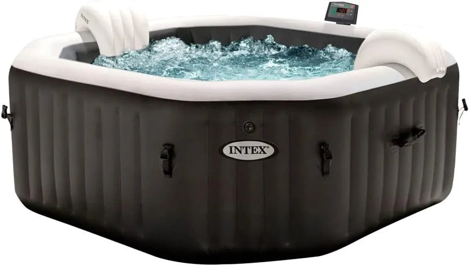 Intex Whirlpool 28458EX, Maße 201x71 cm, 4 Personen, 120 Düsen, aufblasbar PureSpa Jet&Bubble Deluxe, Heizung, in Schwarz