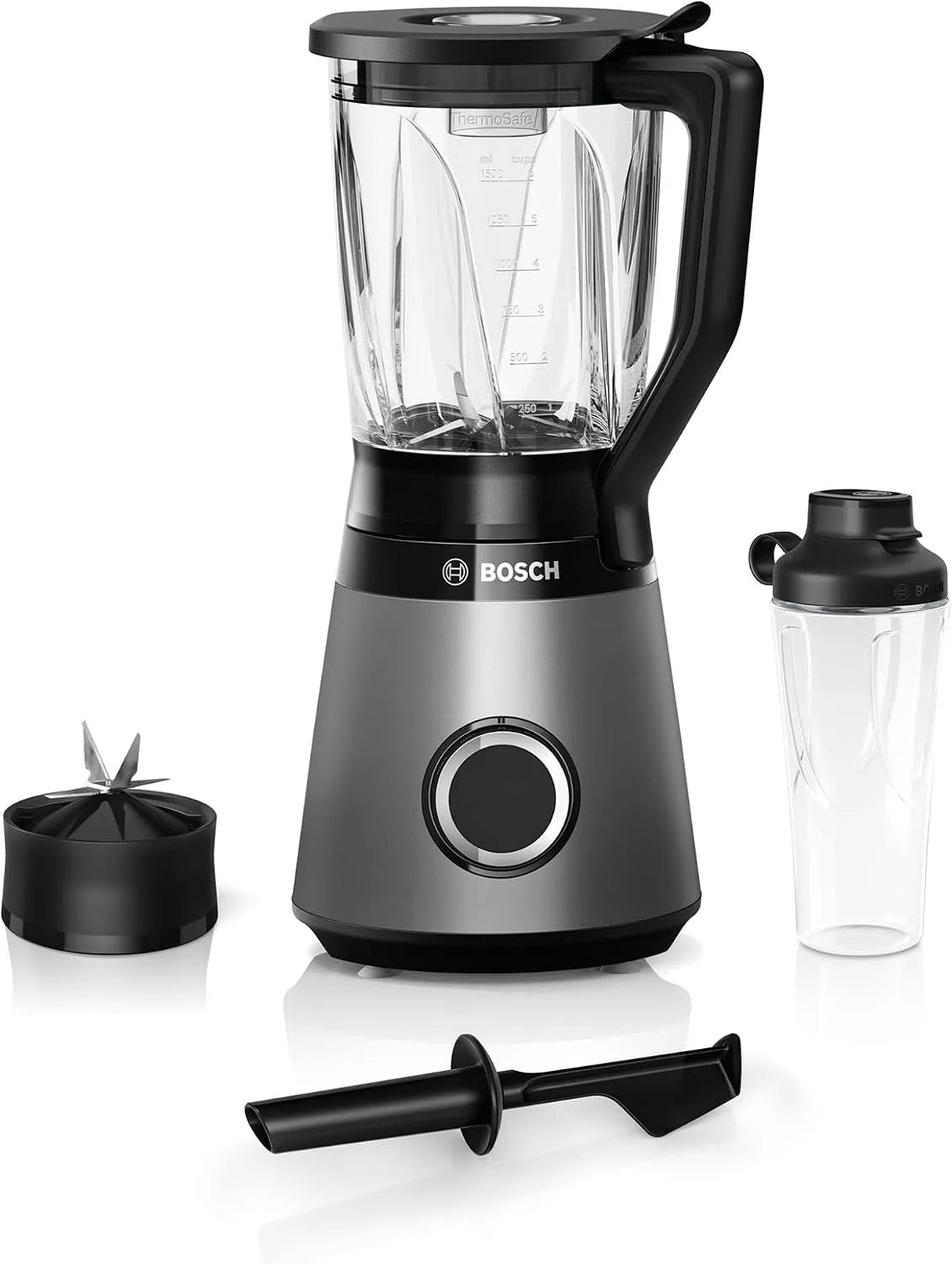 Bosch Standmixer MMB6174SN, Leistung 1200 W, Fassungsvermögen 1,5l Glasbehälter, min, Edelstahl Messer, spülmaschinenfeste Teile, VitaPower Serie 4