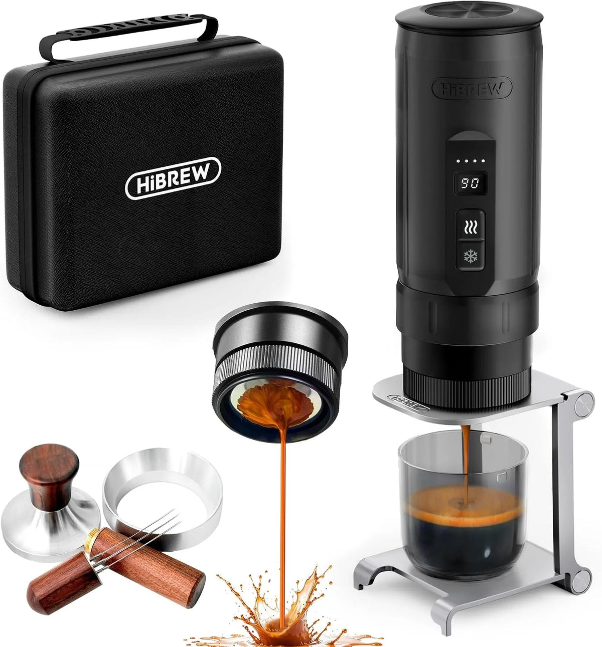 Espressomaschine H4C, USB-C Wiederaufladbar Kaffeemaschine, für Camping & Reise, Faltbarer Ständer und Etui, HIBREW Ultra