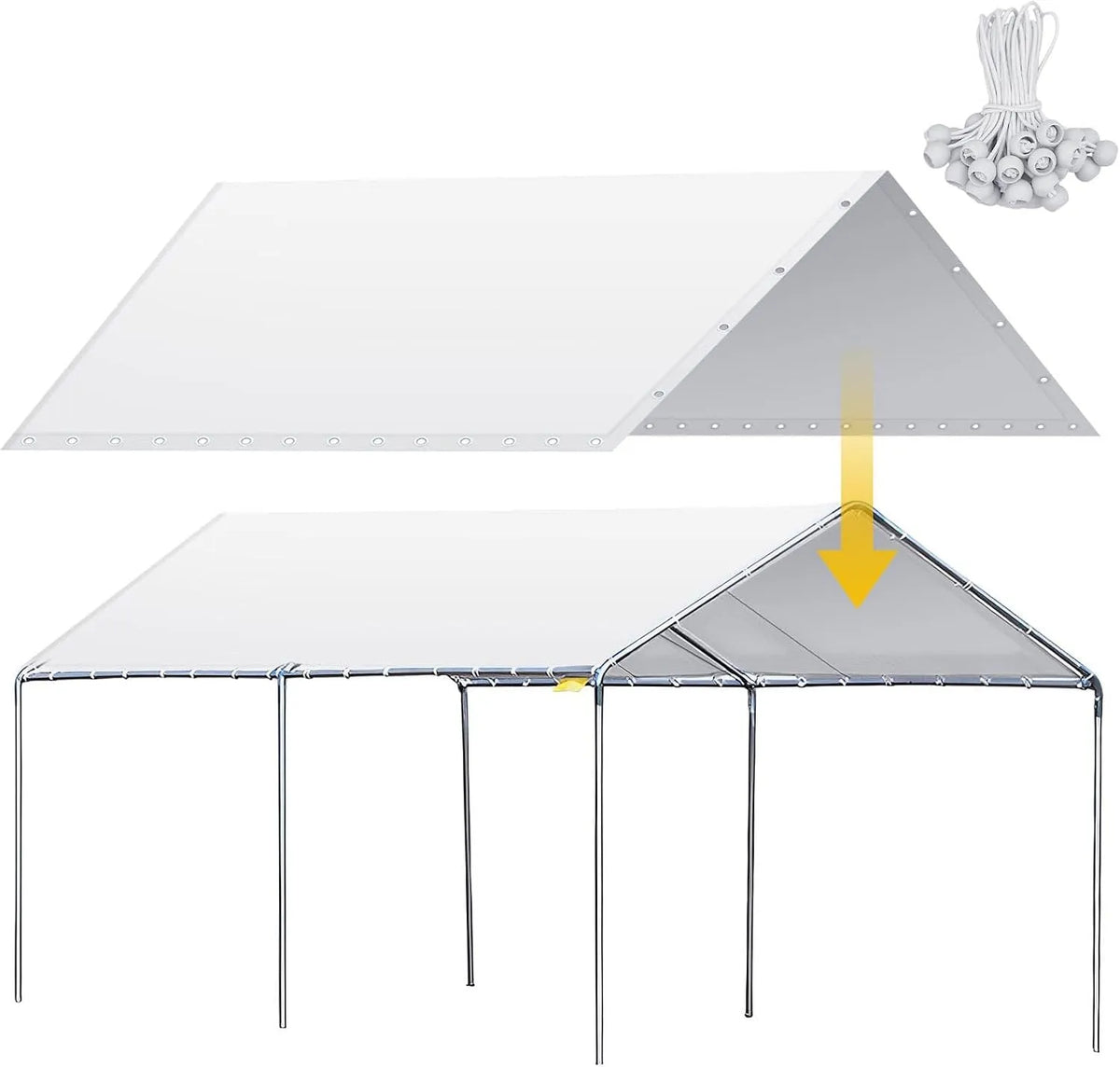Carport, 3 x 6,1 m Heavy Duty Baldachin wasserdichte Überdachung Abdeckung Garage Auto Shelter Tarp Zelt für Auto Baldachin Ersatzabdeckung