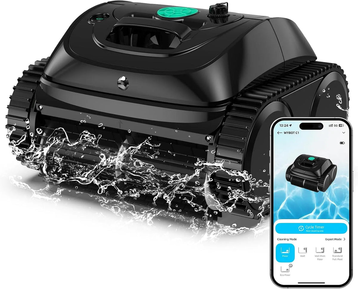 Poolroboter, WYBOT C1 akkubetrieben Intelligente Routenplanung, leistungsstarke Dreifachmotor läuft 150 Minuten lang, bis zu 150 ㎡, Wasserlinie