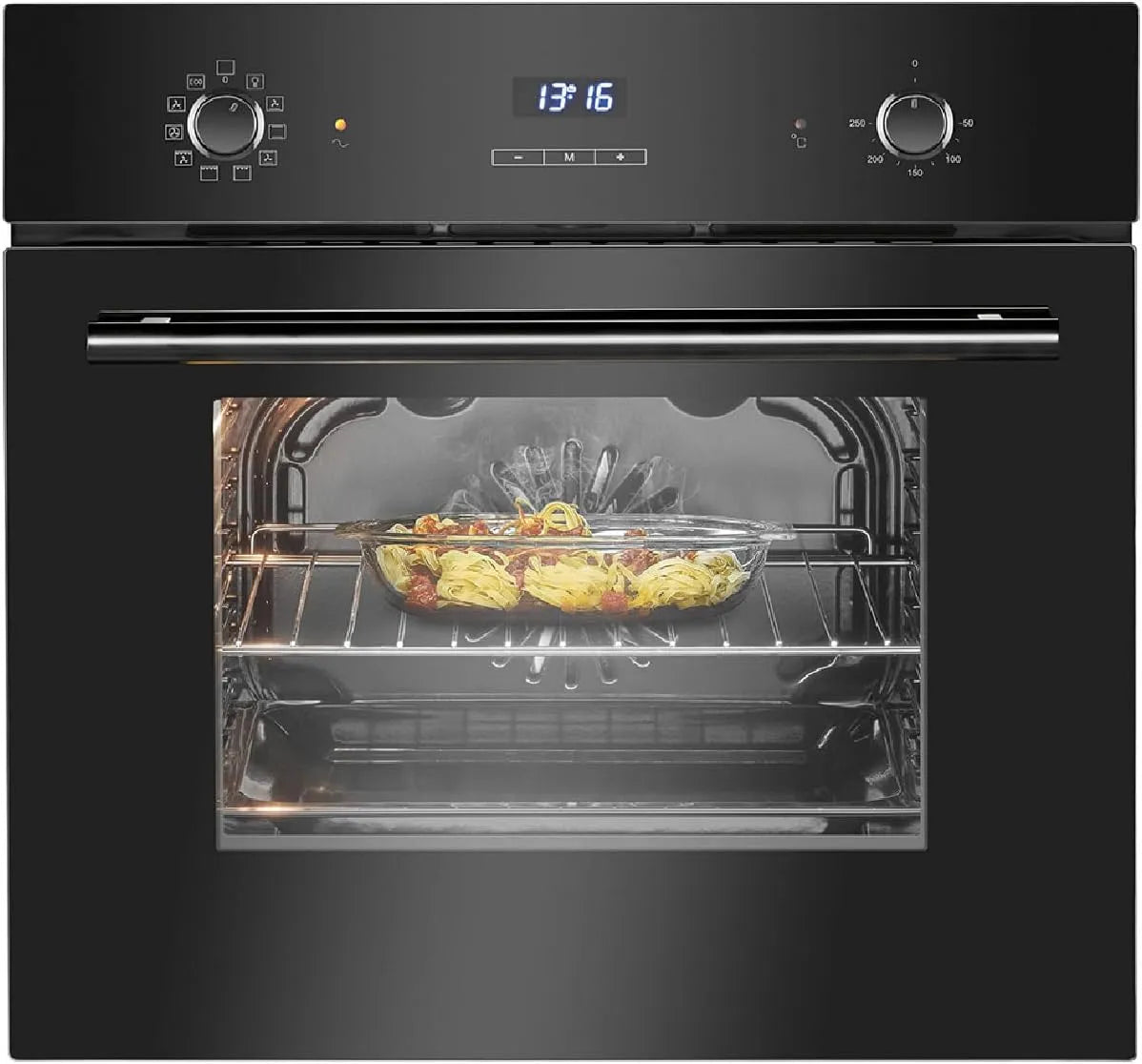 Bomann Grill EBO 7911, Oven mit 9 Backofen-Funktionen & aushängbarer Tür, 250°C Bereich & Touch Control, Heißluft & Ober, in Schwarz, Backofen 56L