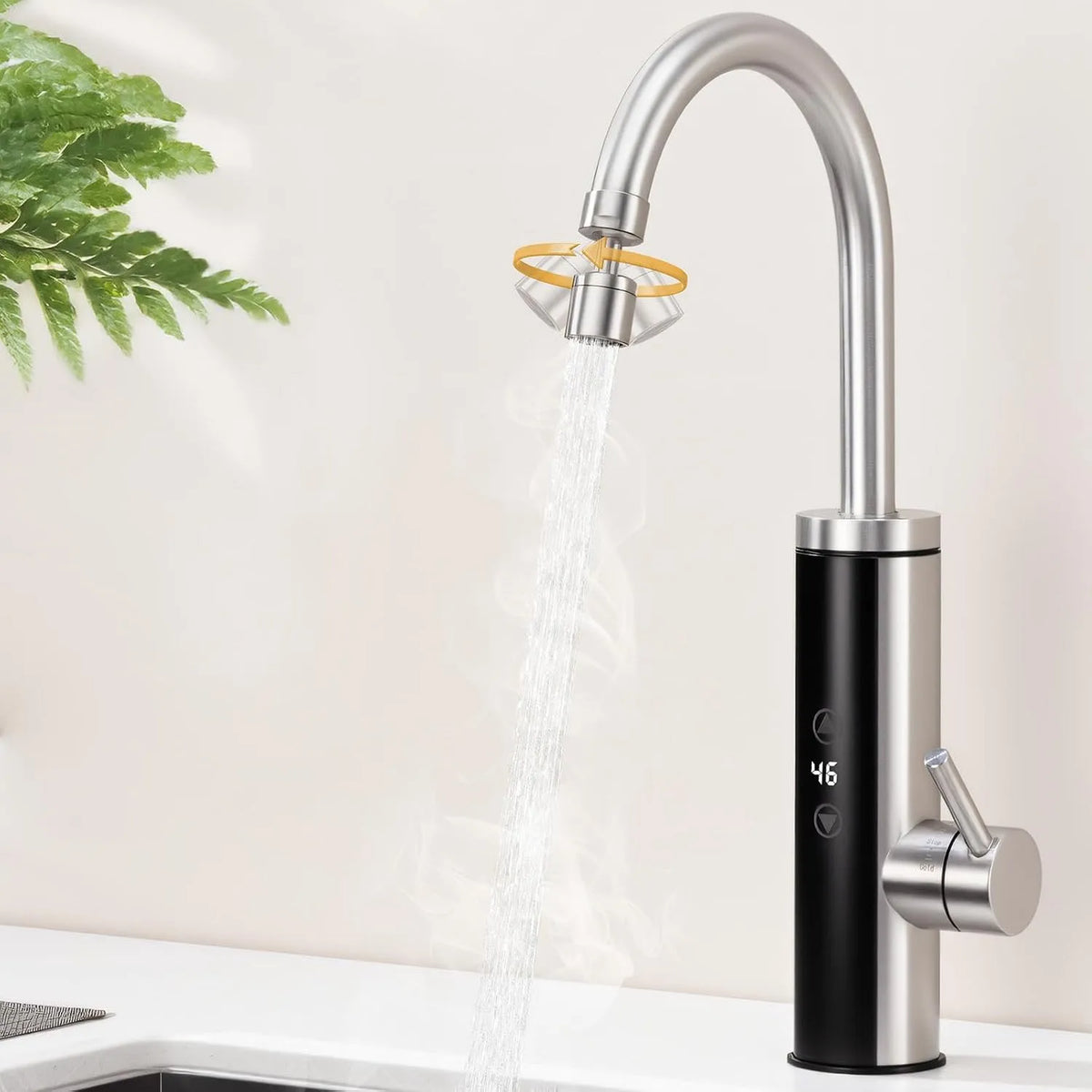 Wasserhahn mit Durchlauferhitzer HOMELODY Elektrischer, Spannung 230V, Anti-Spritz Edelstahl Küchenarmatur, Garten & Camping, Durchlauferhitzer Küche