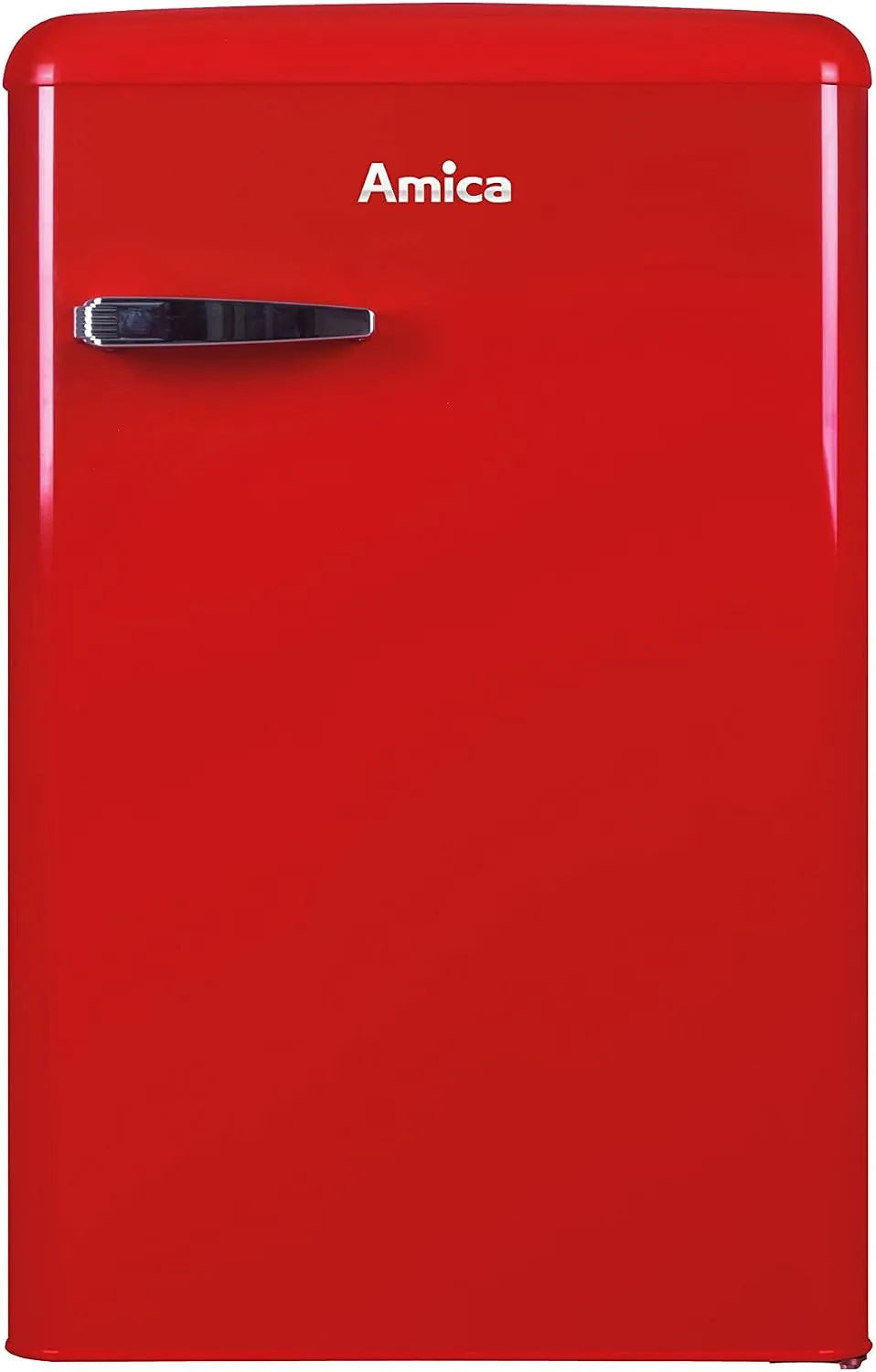 Amica Kühlschrank VKS 15620 15620-1, 1 R Retro Vollraum, Breite 88cm, x 55cm, x 62cm, Chili Red, Retro-Design, Mini, Rot