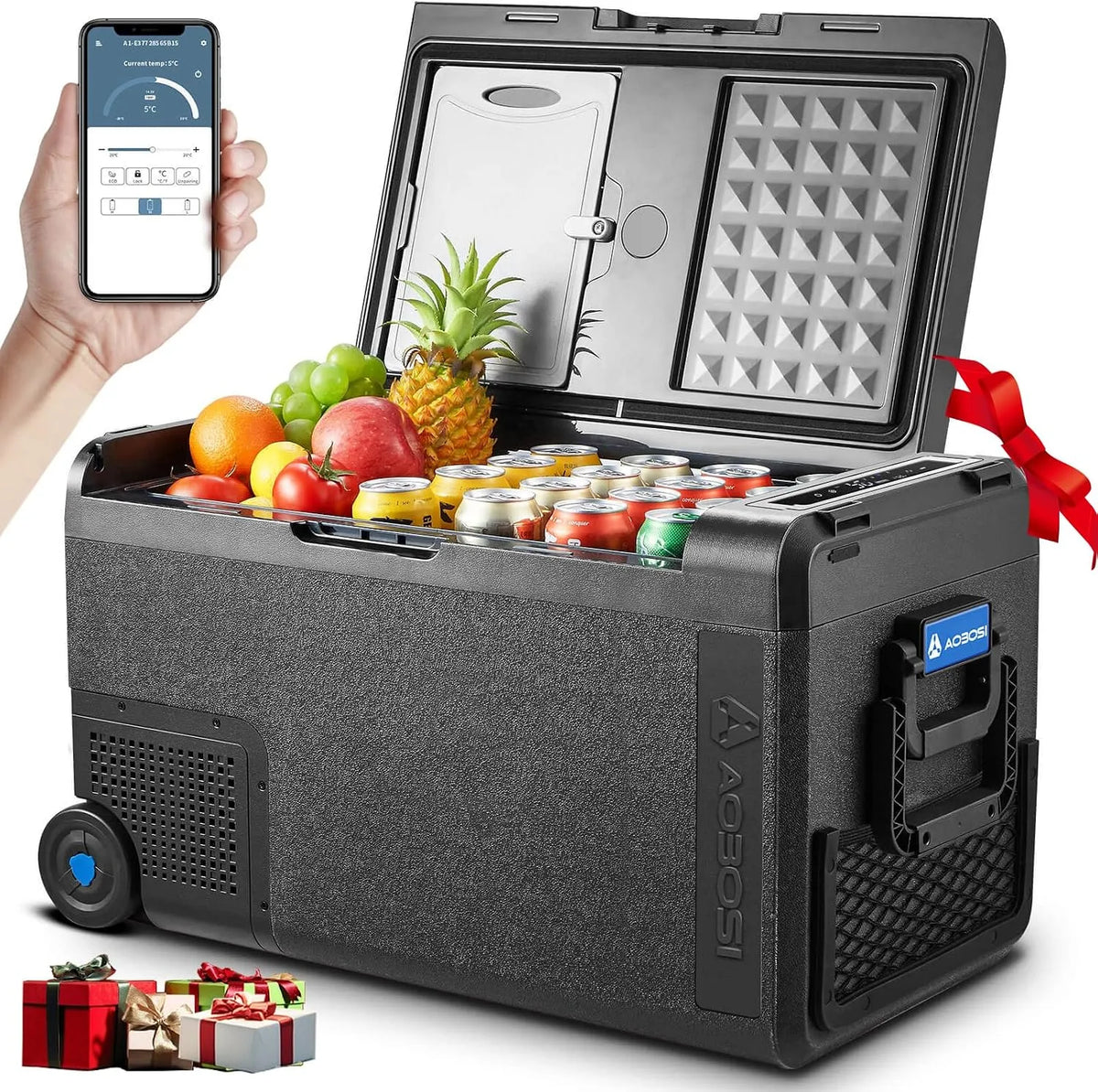 Kompressor AAOBOSI, Kühlbox 38L, Kühlbox Auto -20°C bis 20°C, Robuste Kühlbox 12V 230V für Autos, Lastwagen, Boote, Wohnmobile, Camping und Angeln