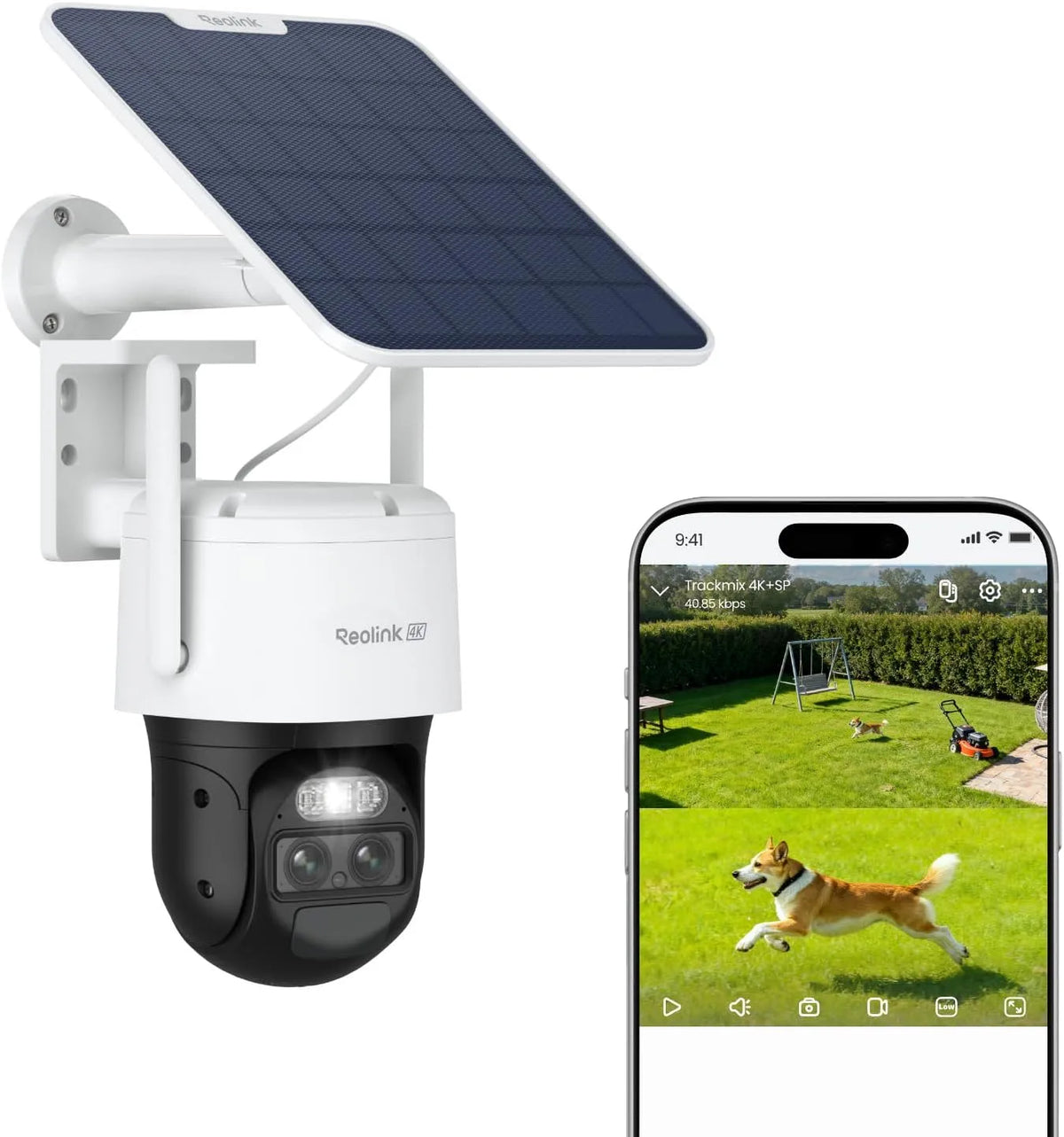 Kamera 8MP, 2,4/5GHz WiFi, 360° View, Solar WLAN Outdoor, TrackMix+Solarpanel, 30m Farbnachtsicht, Dual Lens, KI-Erkennung