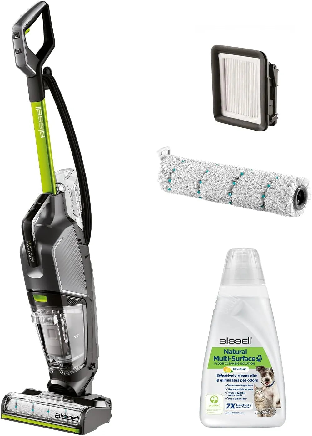 Nass- und Trockensauger 3517N, Bissell CrossWave HydroSteam PET, Nasssauger mit Dampf Modus, mit Kabel, Saugt, Wischt & Trocknet, Ideal für Haustiere