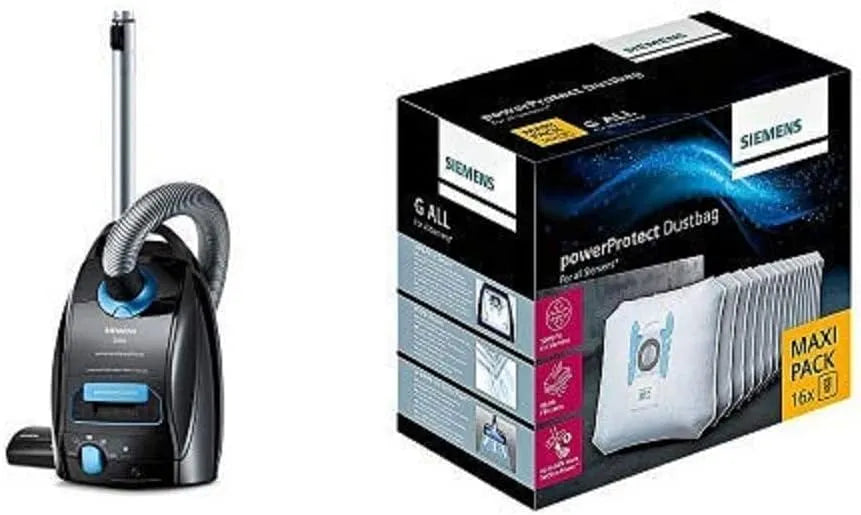 Siemens Bodenstaubsauger Q5.0 VSQ5X1230 VZ16GALL, Fassungsvermögen 4L Beutelvolumen, 850 Watt & PowerProtect Staubsaugerbeutel, extrem leise