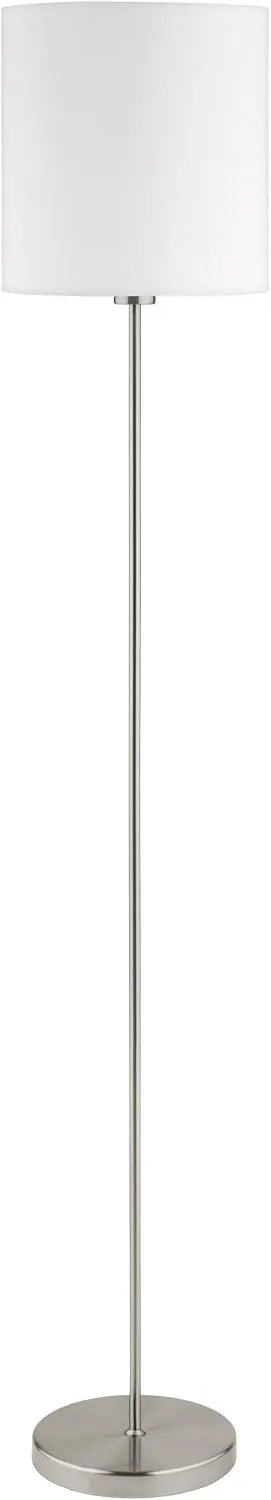 Modell Pasteri E27 EGLO Stehlampe, in Nickel matt, Fassung:, inklusive. Fußschalter, 1 flammige Textil Stehleuchte, weiß