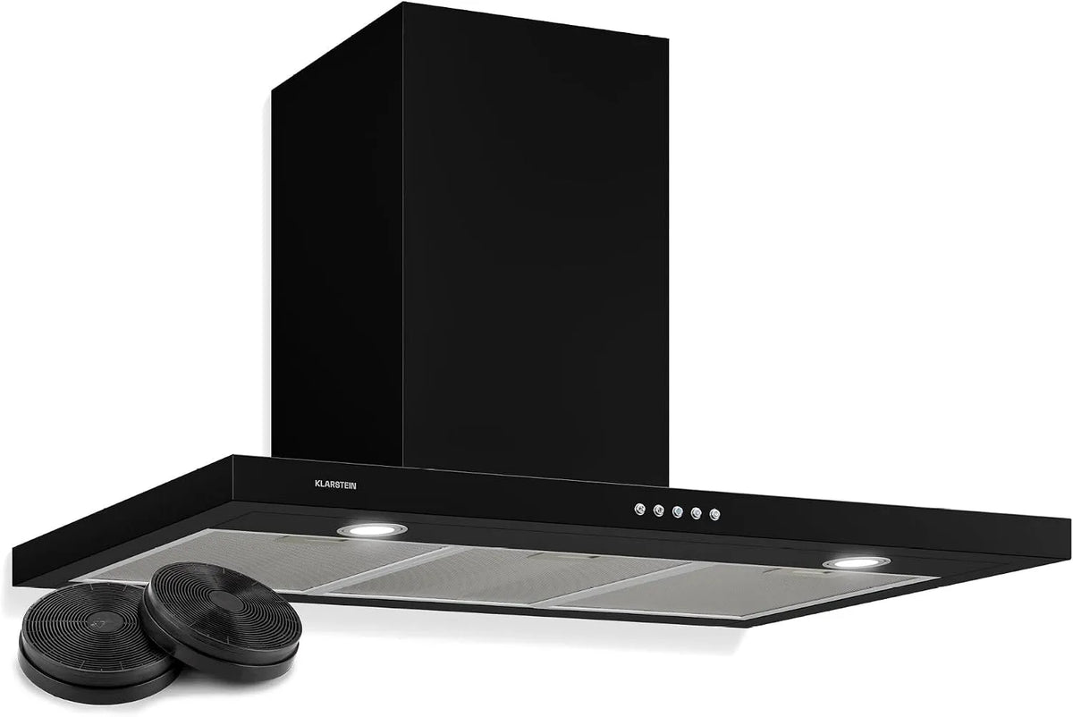Klarstein Dunstabzugshaube, 64 dB, 90 cm Breite, Abzugshaube mit 3 Leistungsstufen, 600 m³/h, Limelight, Edelstahl Wandhaube, Digitalanzeige
